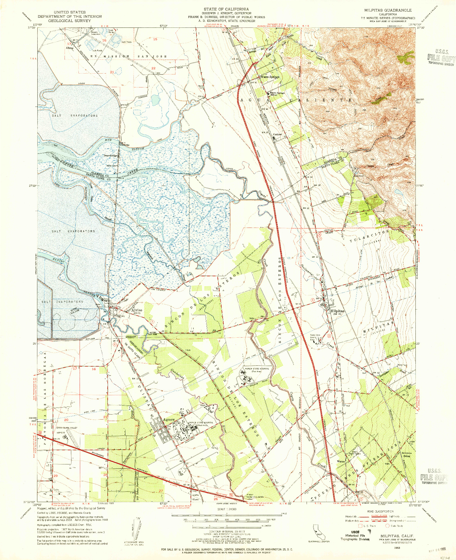 USGS 1:24000-SCALE QUADRANGLE FOR MILPITAS, CA 1953