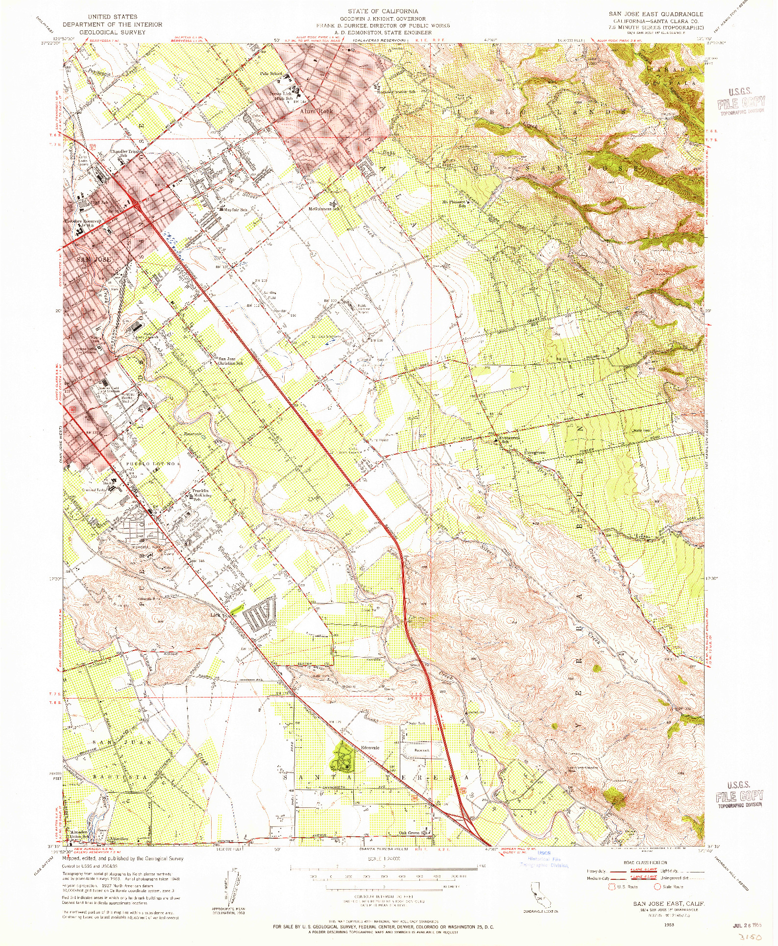 USGS 1:24000-SCALE QUADRANGLE FOR SAN JOSE EAST, CA 1953