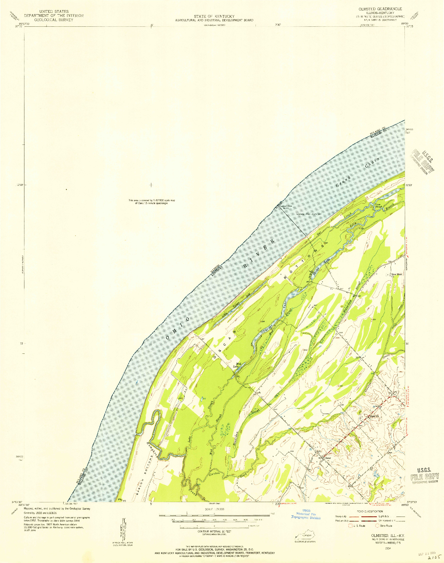 USGS 1:24000-SCALE QUADRANGLE FOR OLMSTED, IL 1954