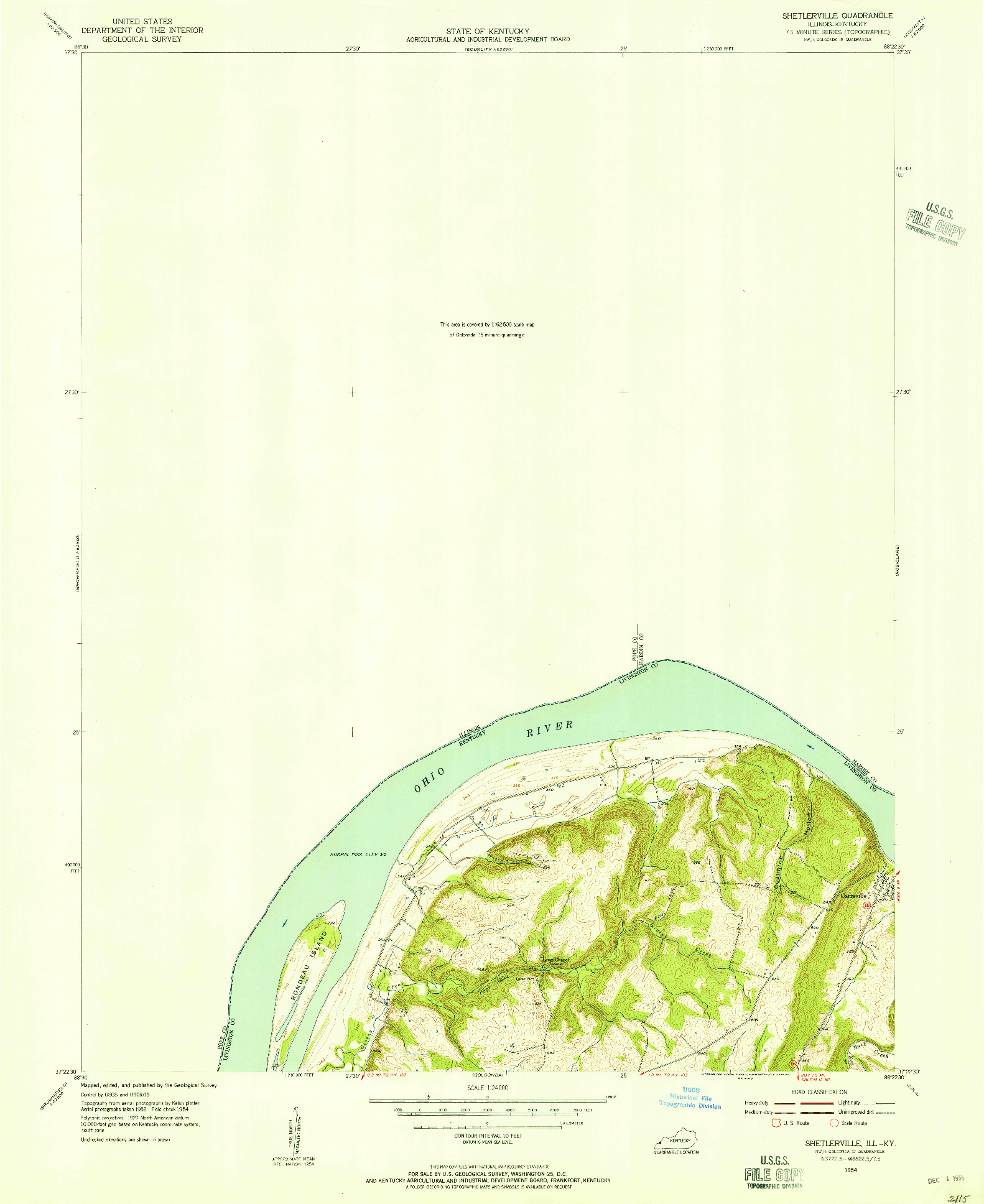 USGS 1:24000-SCALE QUADRANGLE FOR SHETLERVILLE, IL 1954