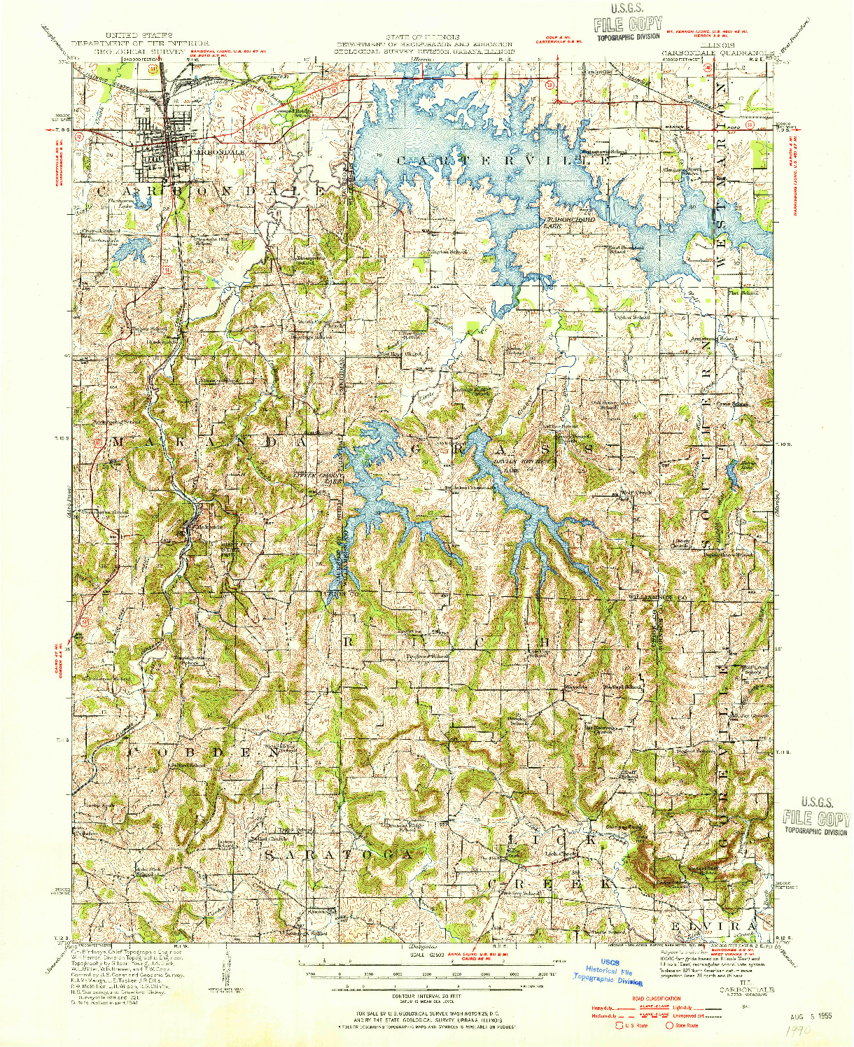 USGS 1:62500-SCALE QUADRANGLE FOR CARBONDALE, IL 1941