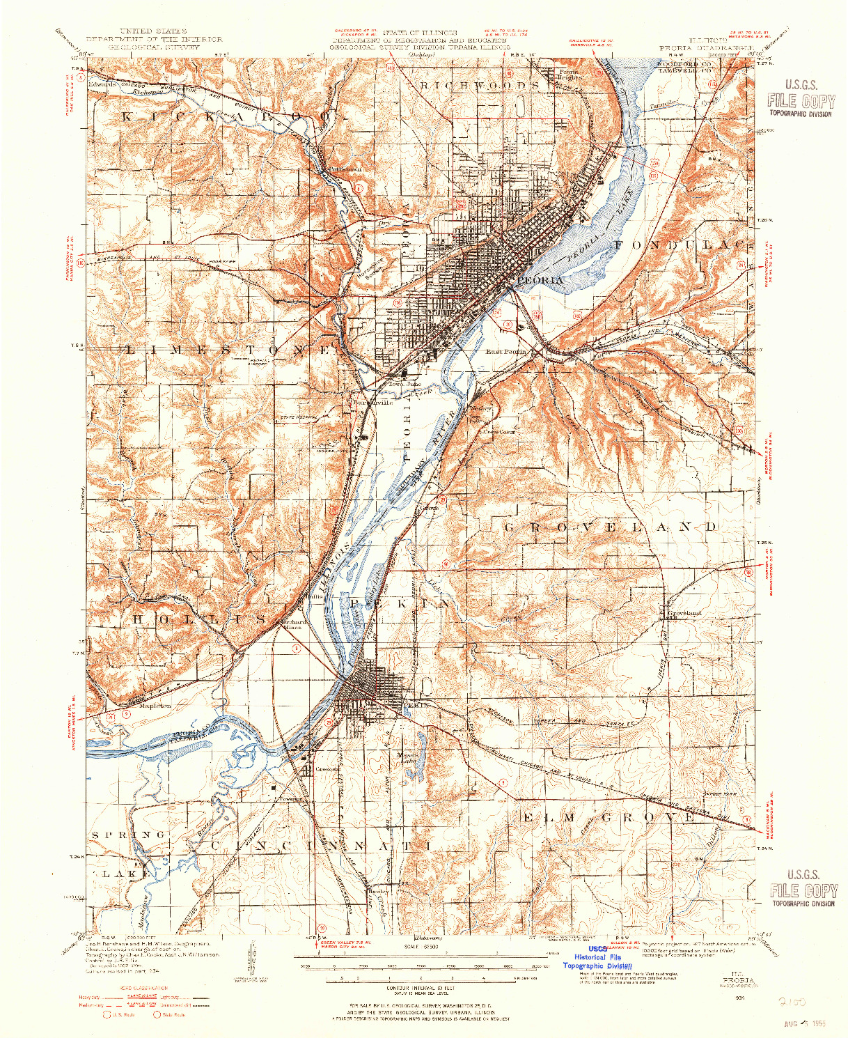 USGS 1:62500-SCALE QUADRANGLE FOR PEORIA, IL 1927