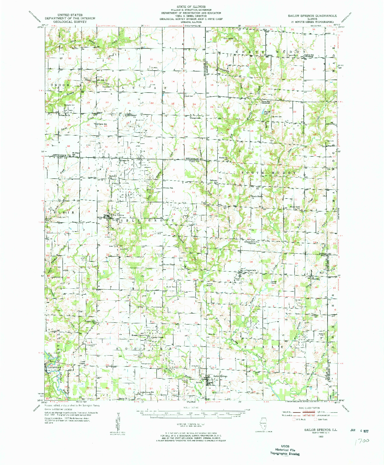 USGS 1:62500-SCALE QUADRANGLE FOR SAILOR SPRINGS, IL 1953