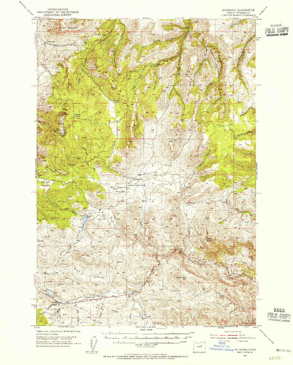 USGS 1:62500-SCALE QUADRANGLE FOR RICHMOND, OR 1953