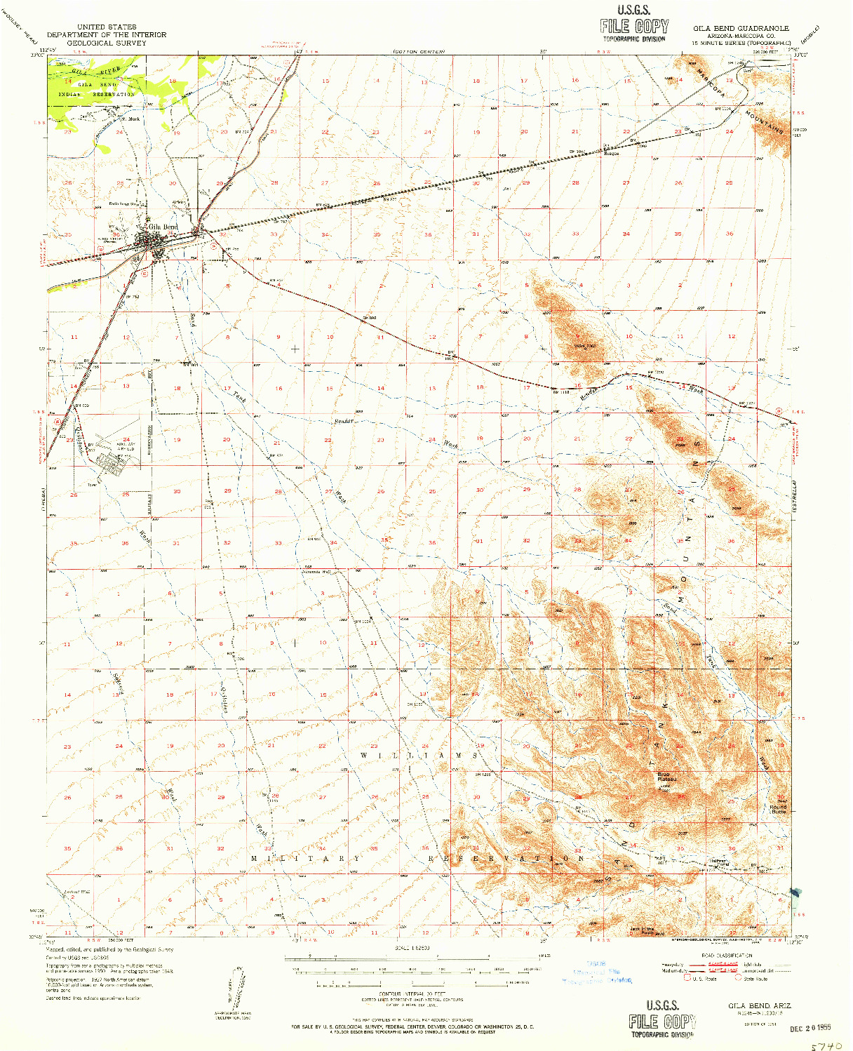 USGS 1:62500-SCALE QUADRANGLE FOR GILA BEND, AZ 1951