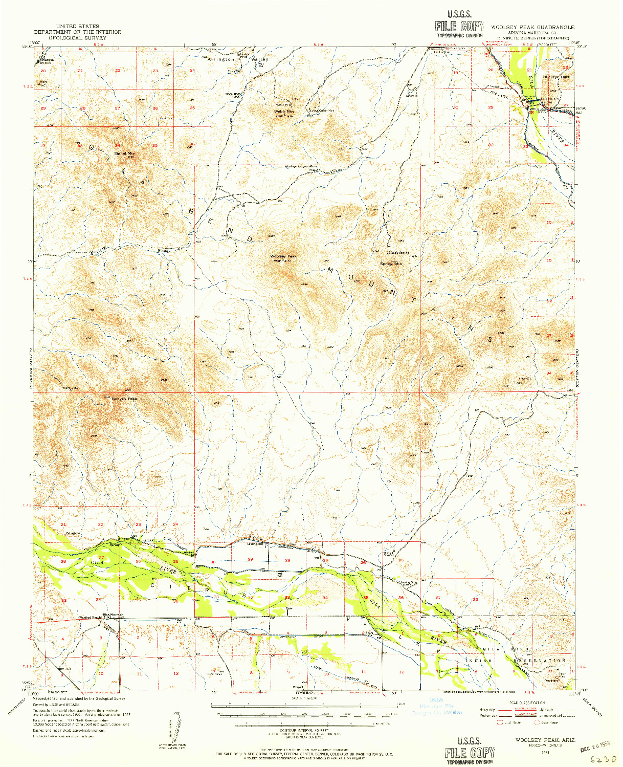 USGS 1:62500-SCALE QUADRANGLE FOR WOOLSEY PEAK, AZ 1951