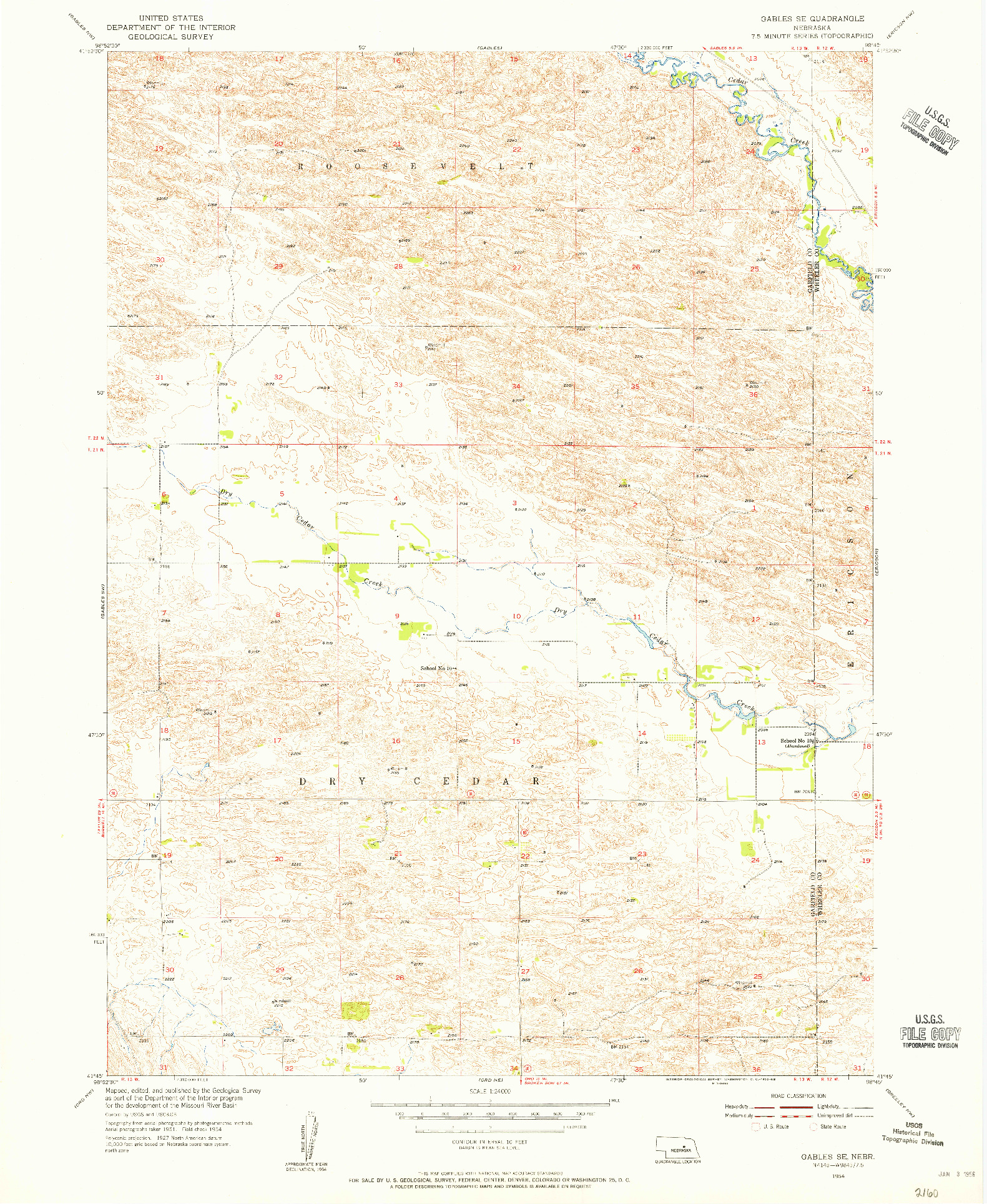 USGS 1:24000-SCALE QUADRANGLE FOR GABLES SE, NE 1954