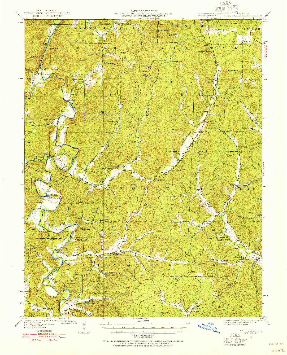 USGS 1:62500-SCALE QUADRANGLE FOR COLDWATER, MO 1949
