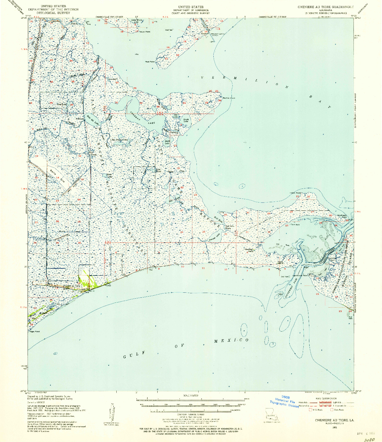 USGS 1:62500-SCALE QUADRANGLE FOR CHENIERE AU TIGRE, LA 1951