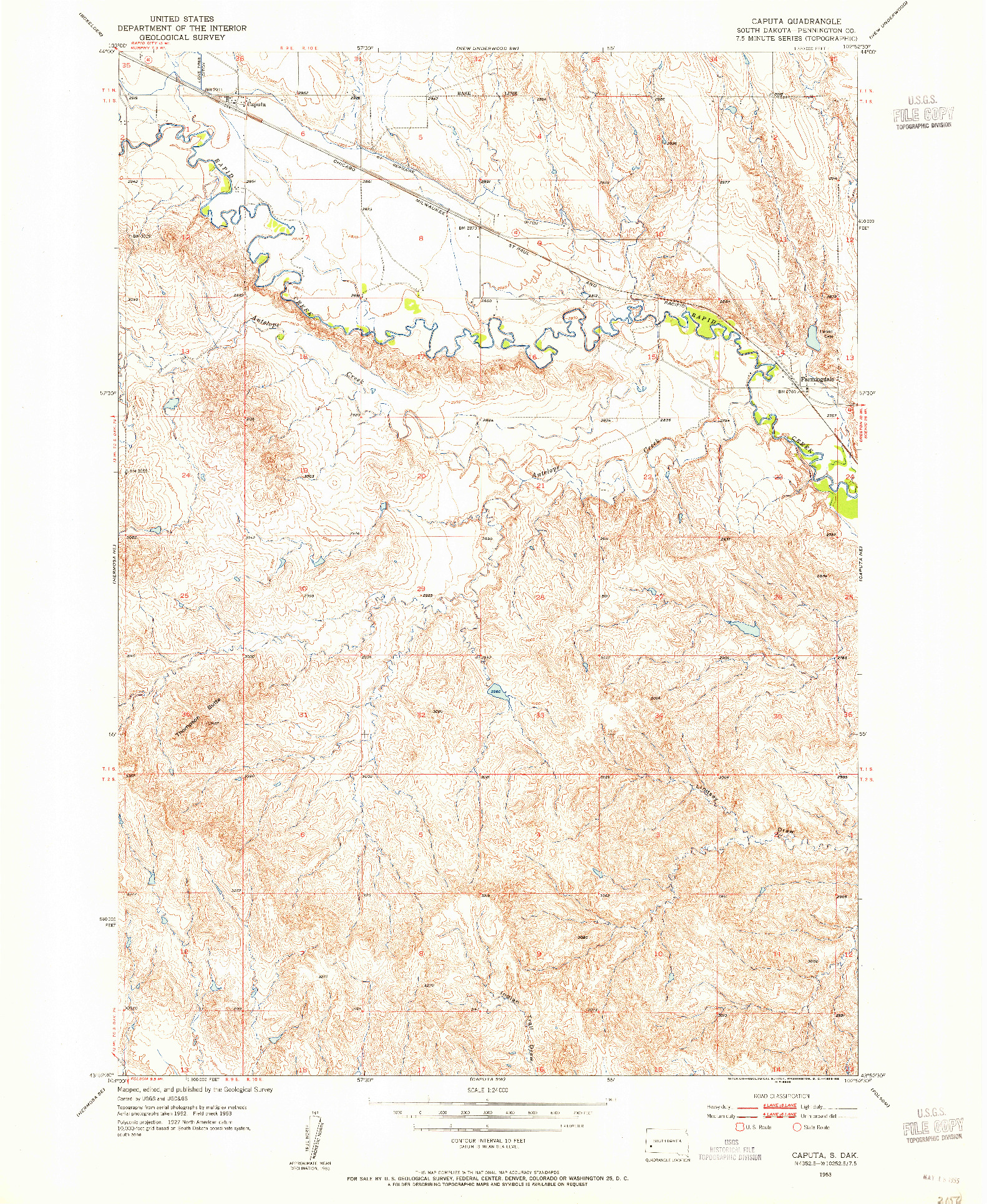 USGS 1:24000-SCALE QUADRANGLE FOR CAPUTA, SD 1953