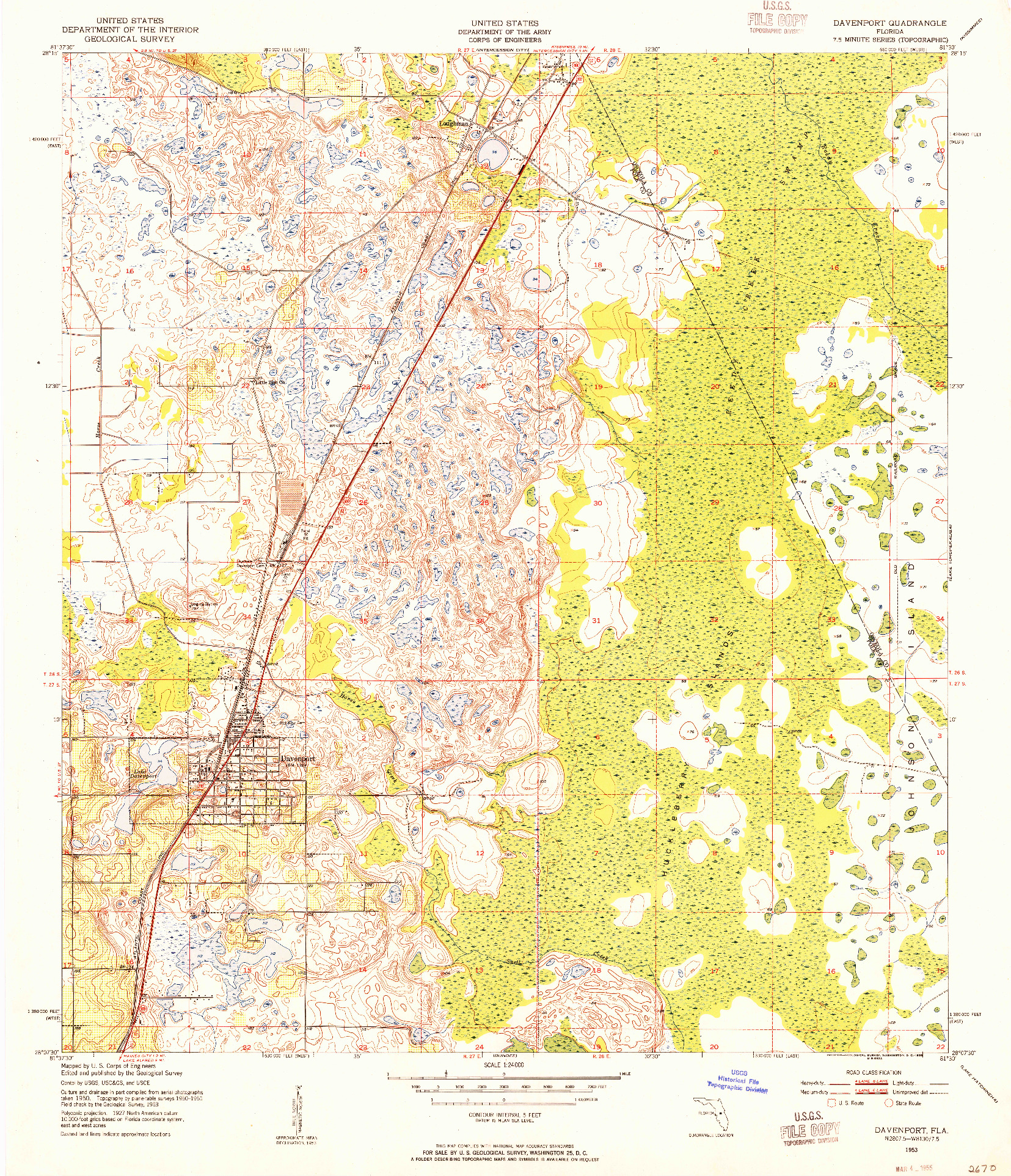 USGS 1:24000-SCALE QUADRANGLE FOR DAVENPORT, FL 1953