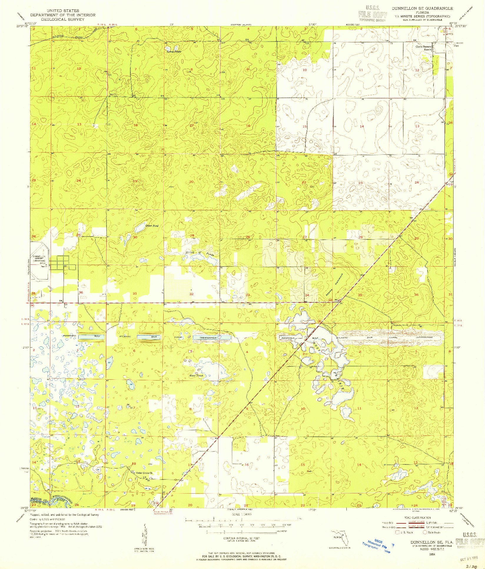 USGS 1:24000-SCALE QUADRANGLE FOR DUNNELLON SE, FL 1954