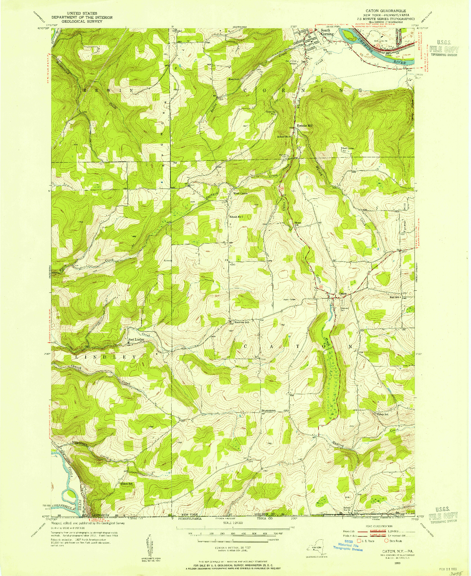 USGS 1:24000-SCALE QUADRANGLE FOR CATON, NY 1953