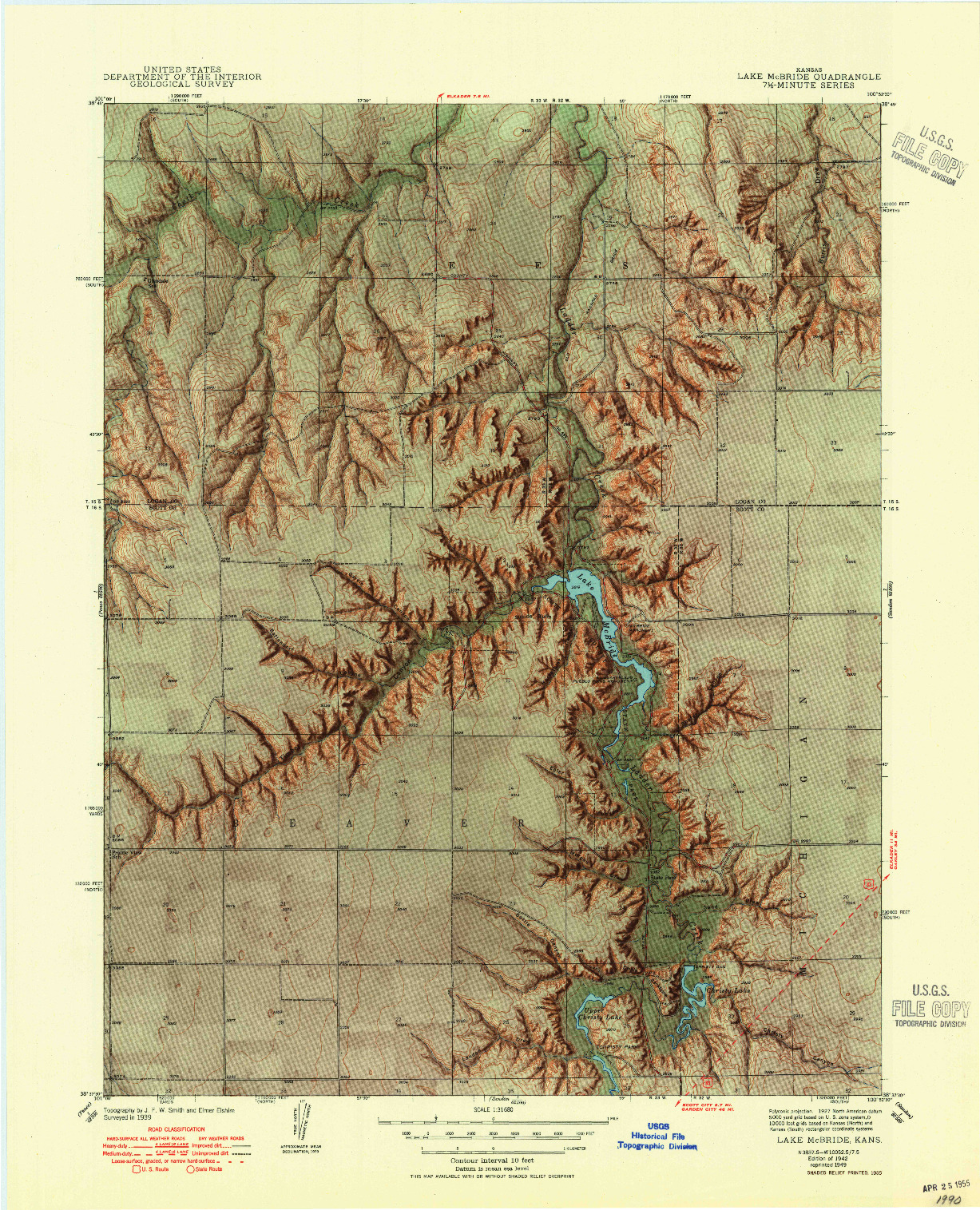 USGS 1:31680-SCALE QUADRANGLE FOR LAKE MC BRIDE, KS 1942
