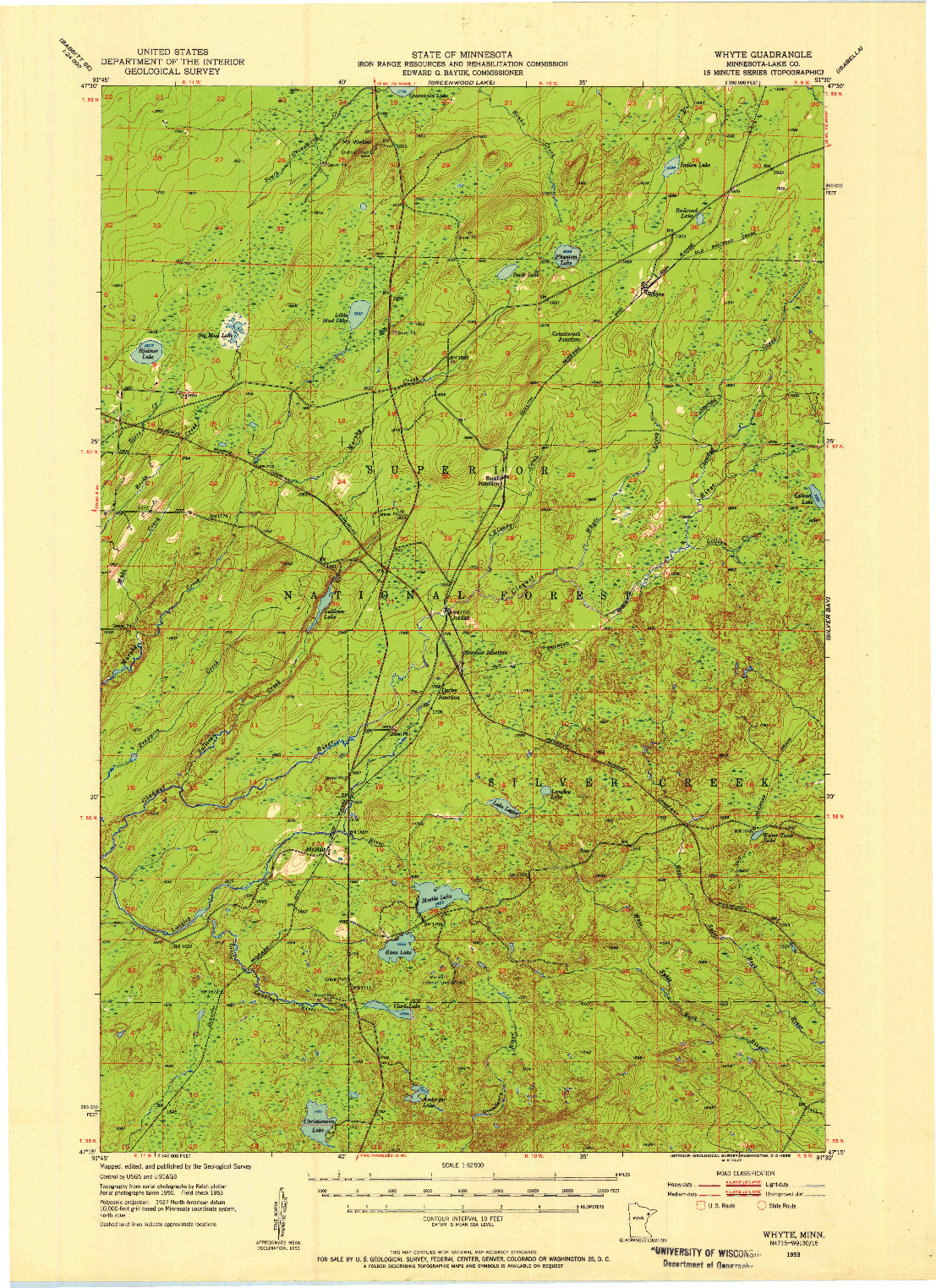 USGS 1:62500-SCALE QUADRANGLE FOR WHYTE, MN 1953