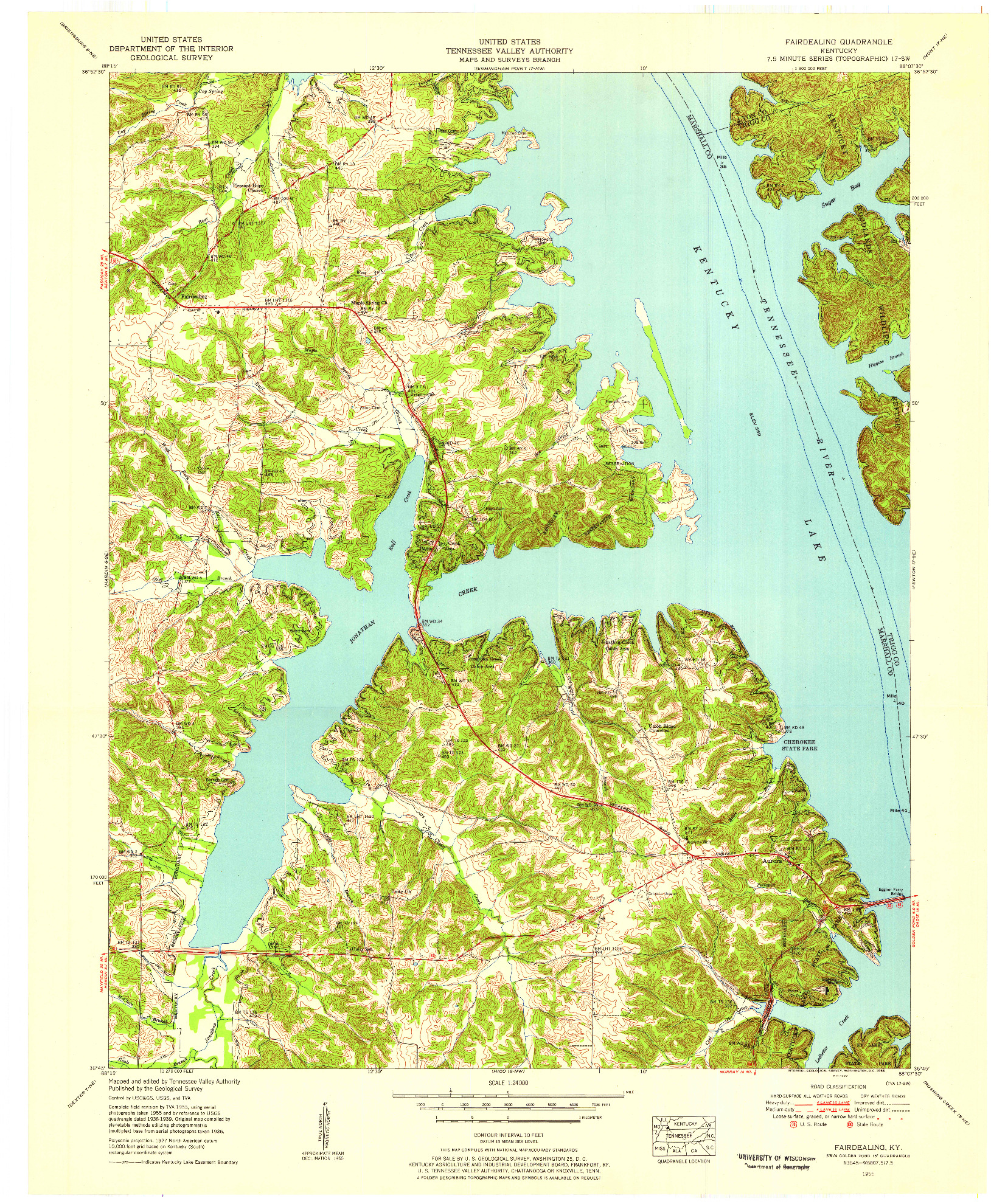 USGS 1:24000-SCALE QUADRANGLE FOR FAIRDEALING, KY 1955