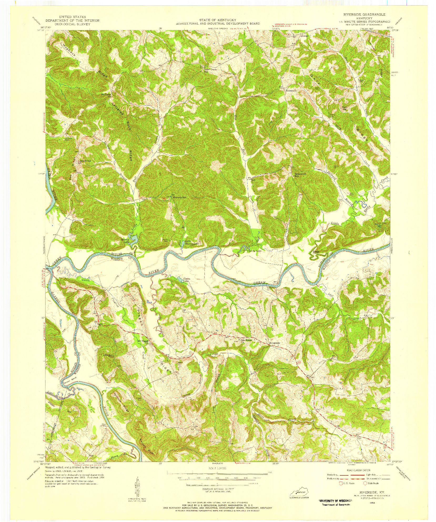 USGS 1:24000-SCALE QUADRANGLE FOR RIVERSIDE, KY 1954
