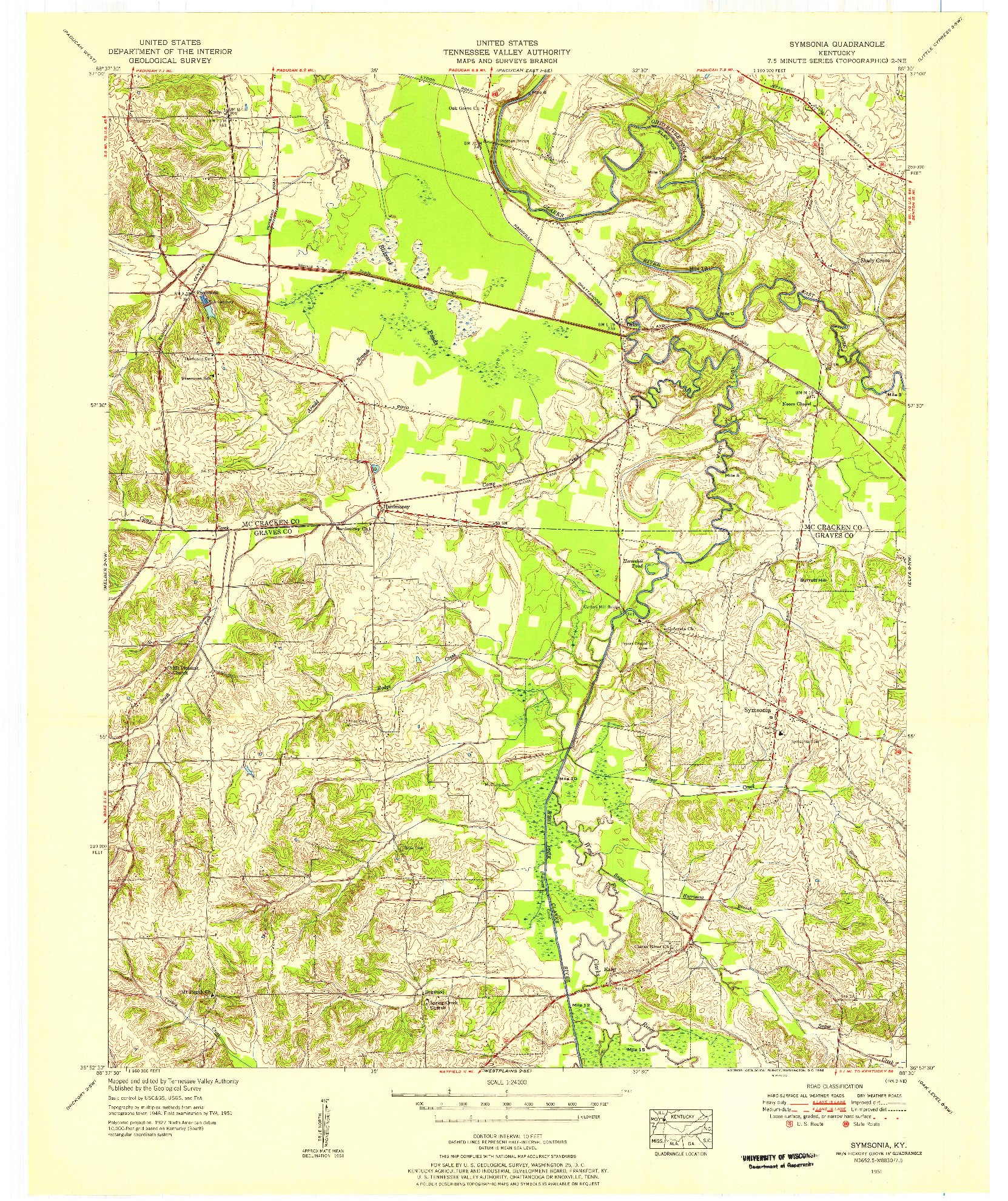 USGS 1:24000-SCALE QUADRANGLE FOR SYMSONIA, KY 1951