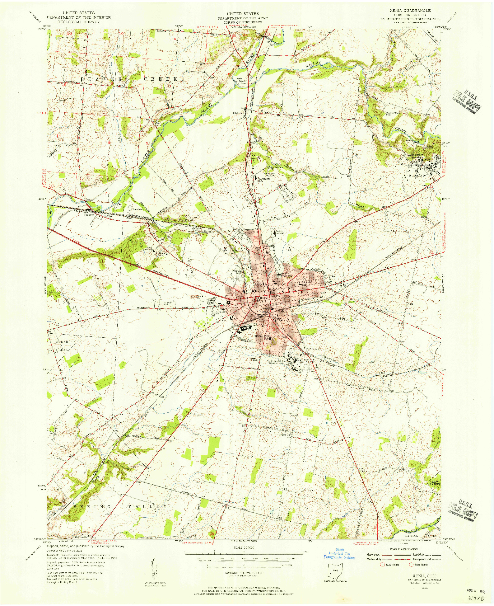 USGS 1:24000-SCALE QUADRANGLE FOR XENIA, OH 1955