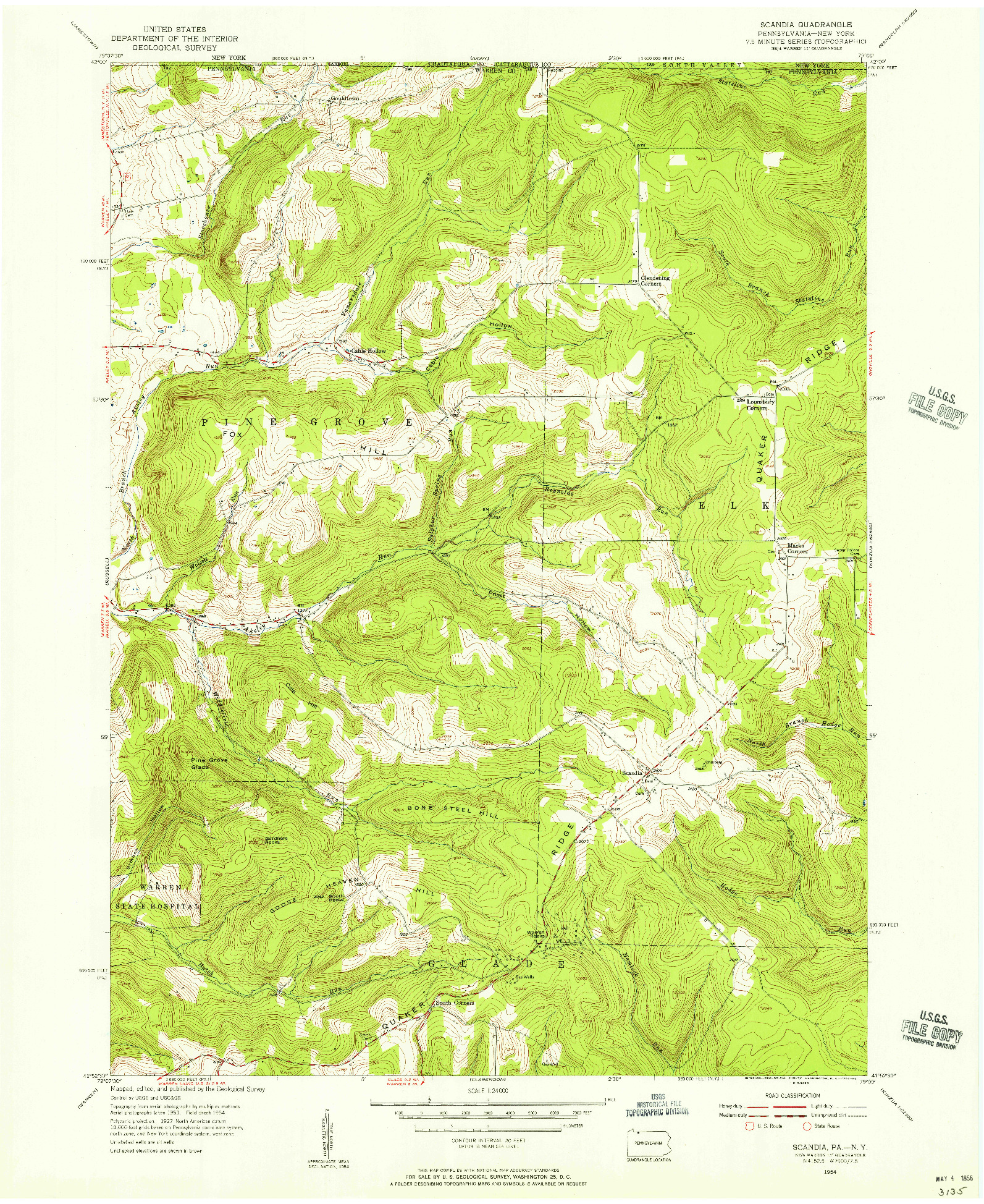 USGS 1:24000-SCALE QUADRANGLE FOR SCANDIA, PA 1954