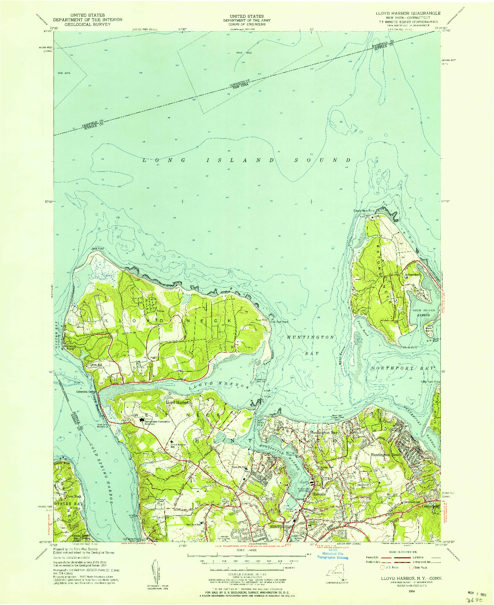 USGS 1:24000-SCALE QUADRANGLE FOR LLOYD HARBOR, NY 1954