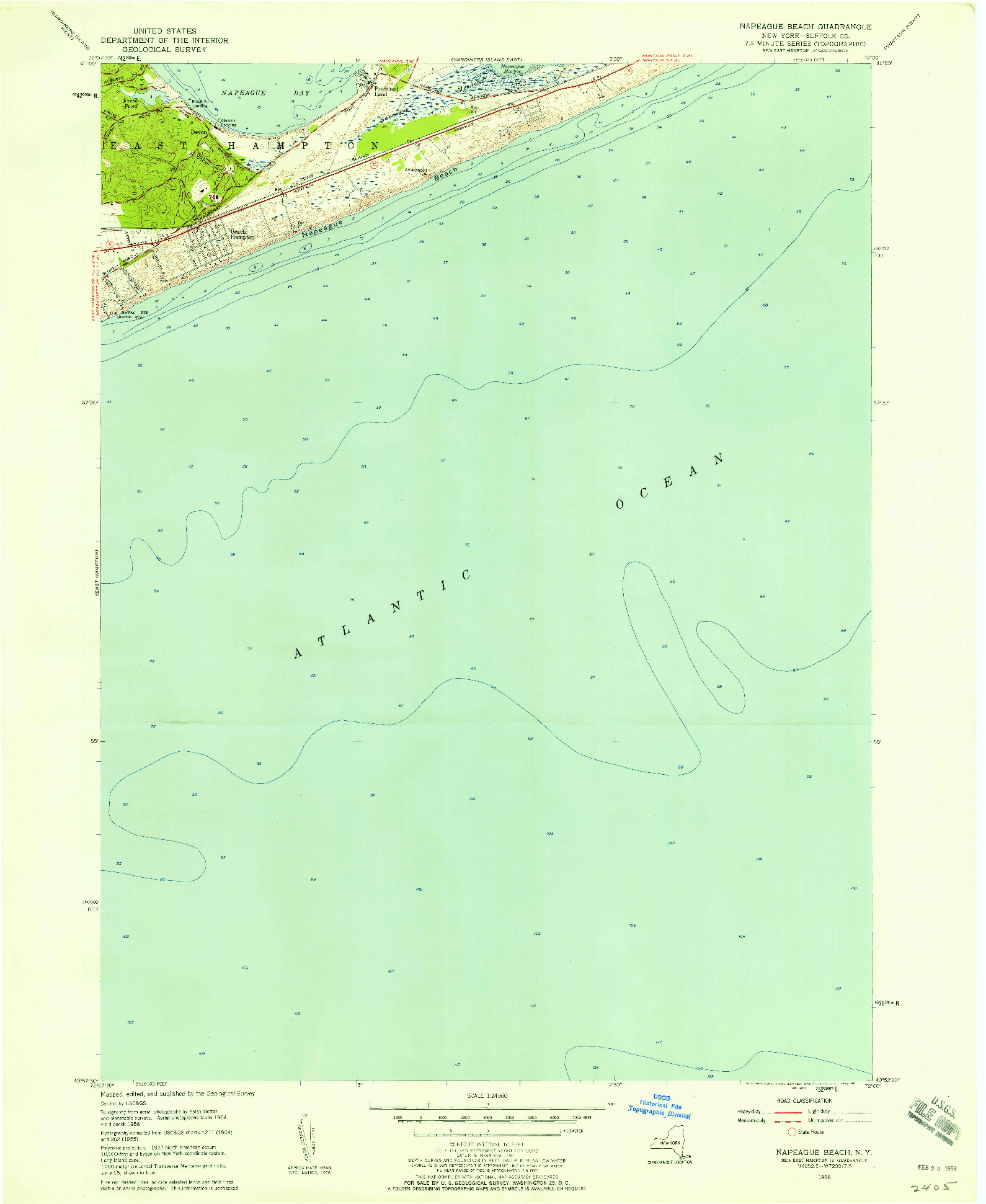 USGS 1:24000-SCALE QUADRANGLE FOR NAPEAGUE BEACH, NY 1956