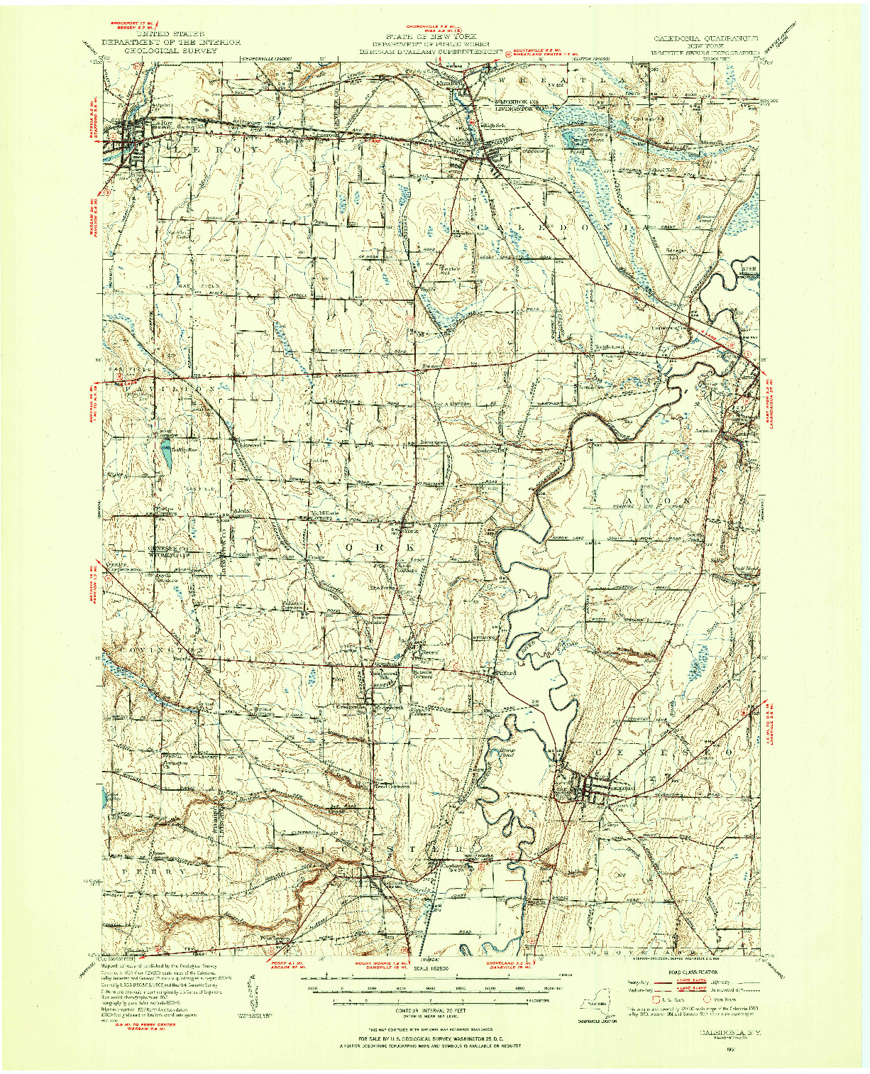 USGS 1:62500-SCALE QUADRANGLE FOR CALEDONIA, NY 1951