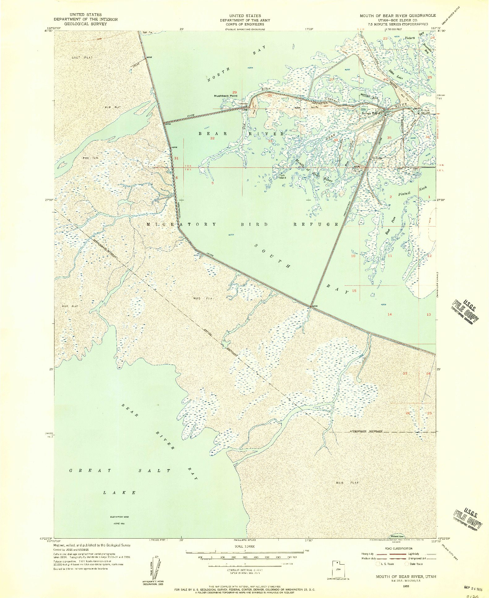 USGS 1:24000-SCALE QUADRANGLE FOR MOUTH OF BEAR RIVER, UT 1955