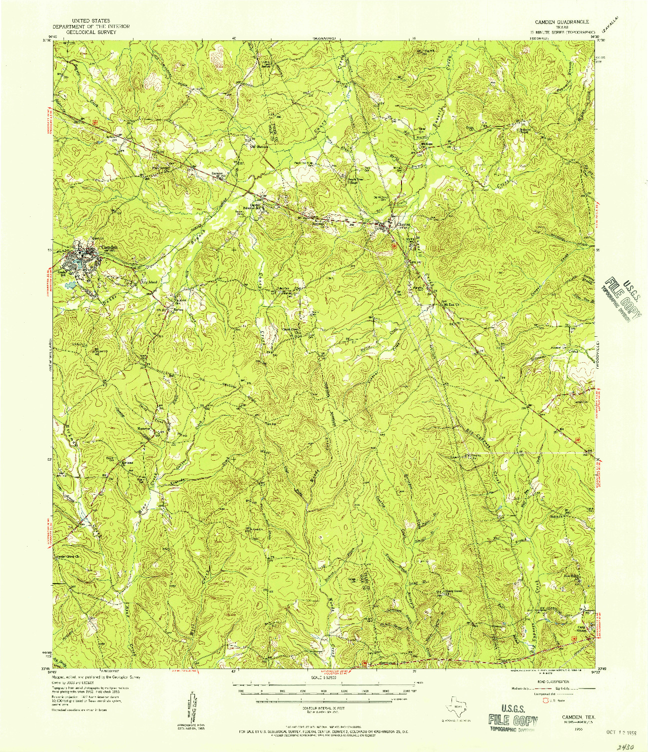 USGS 1:62500-SCALE QUADRANGLE FOR CAMDEN, TX 1955