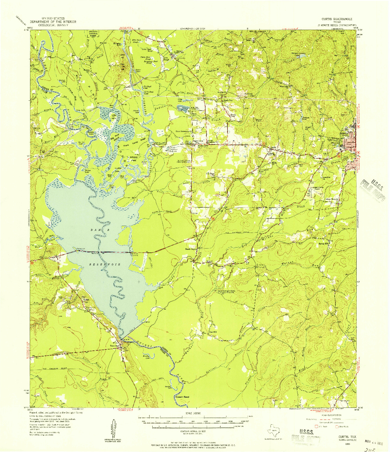 USGS 1:62500-SCALE QUADRANGLE FOR CURTIS, TX 1955