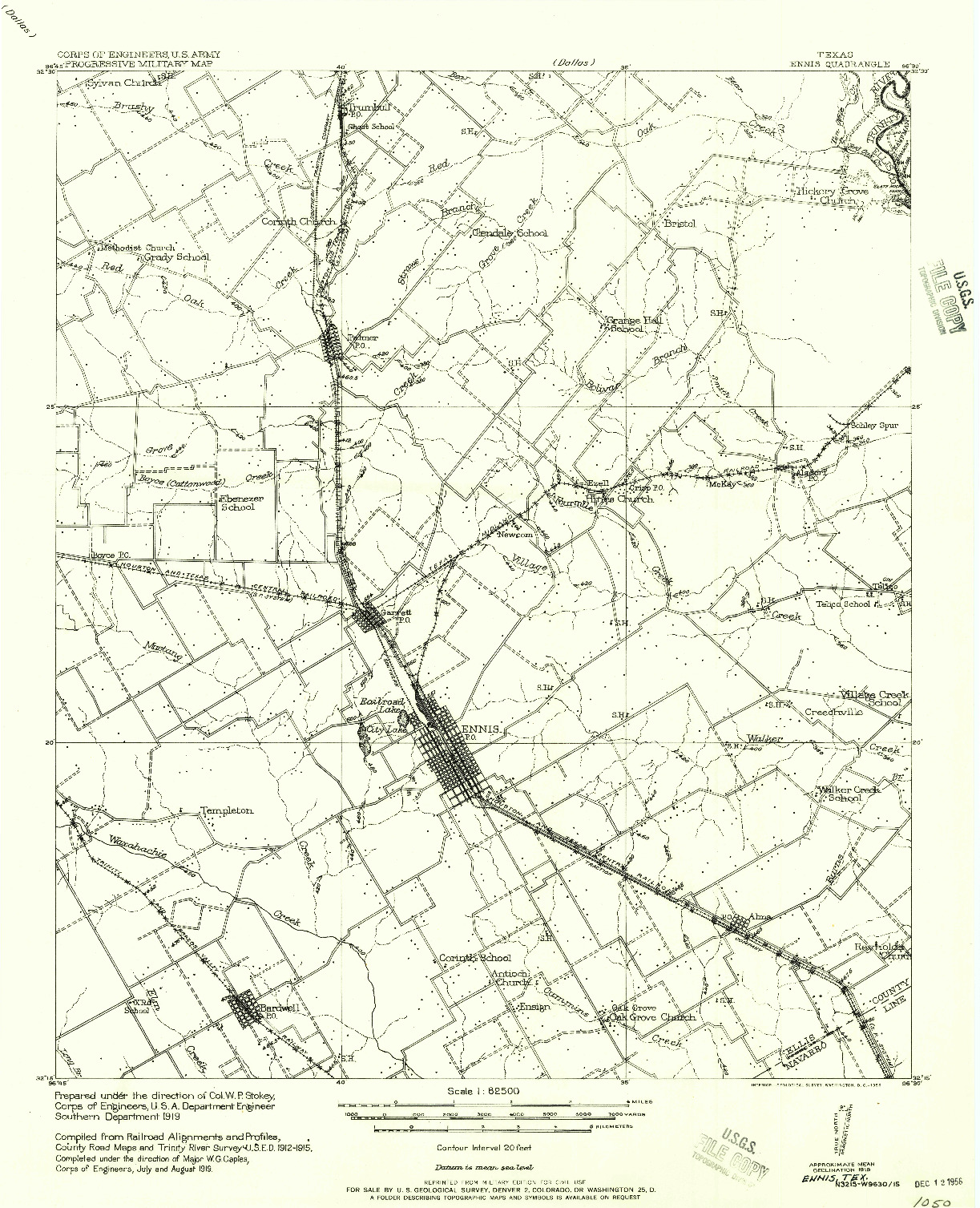 USGS 1:62500-SCALE QUADRANGLE FOR ENNIS, TX 1956