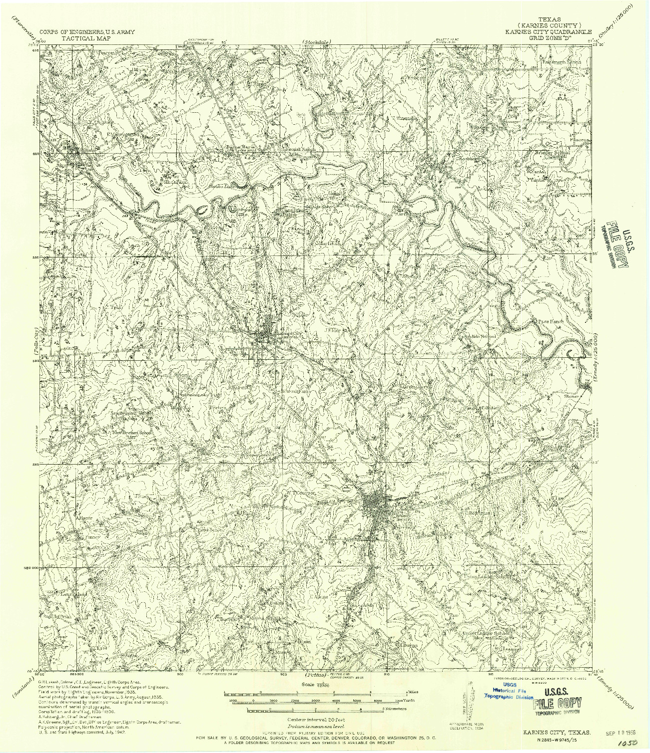 USGS 1:62500-SCALE QUADRANGLE FOR KARNES CITY, TX 1956