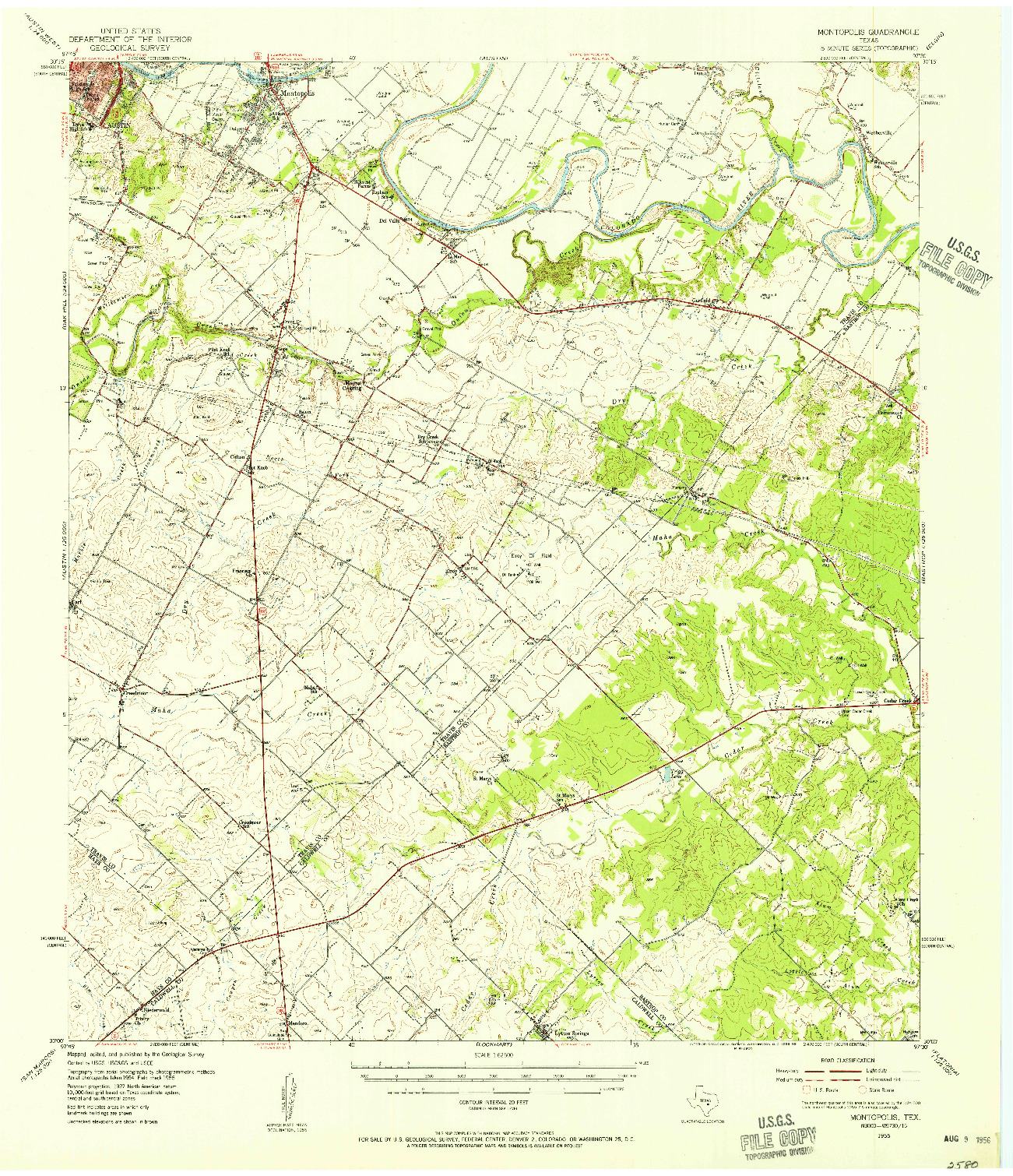 USGS 1:62500-SCALE QUADRANGLE FOR MONTOPOLIS, TX 1955