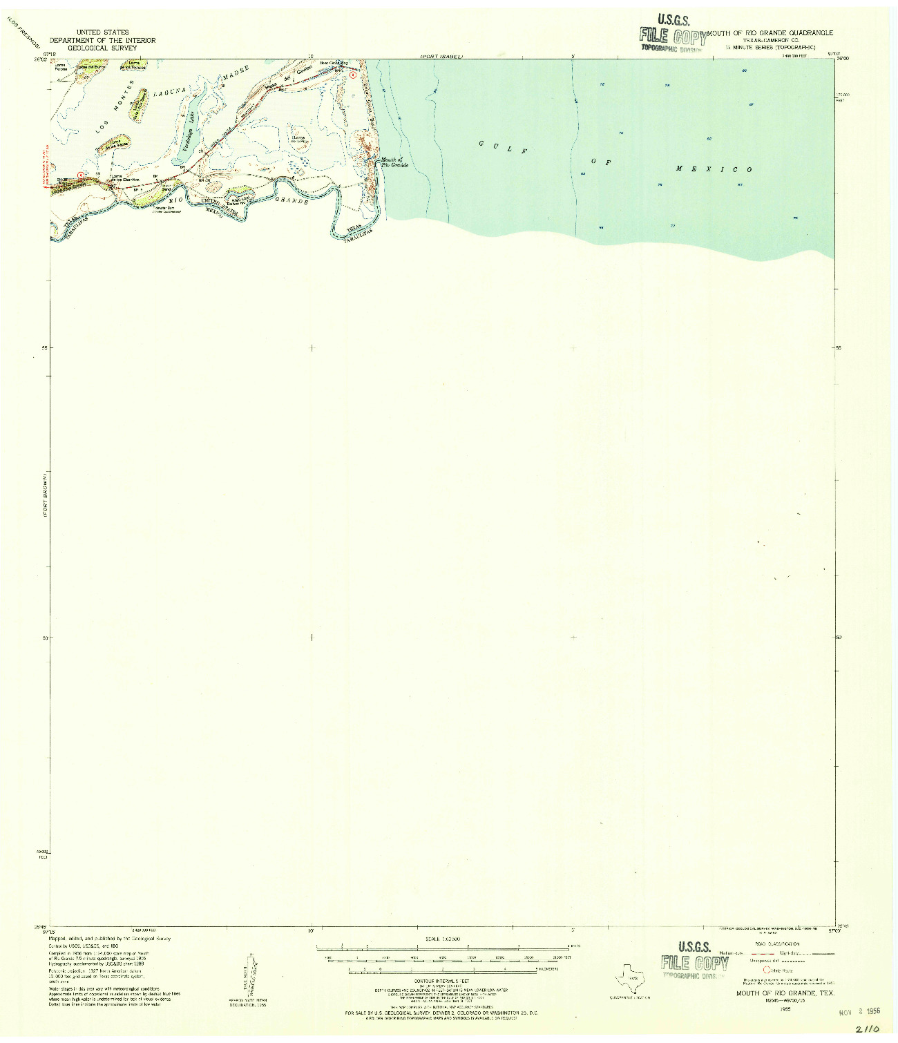 USGS 1:62500-SCALE QUADRANGLE FOR MOUTH OF RIO GRANDE, TX 1955