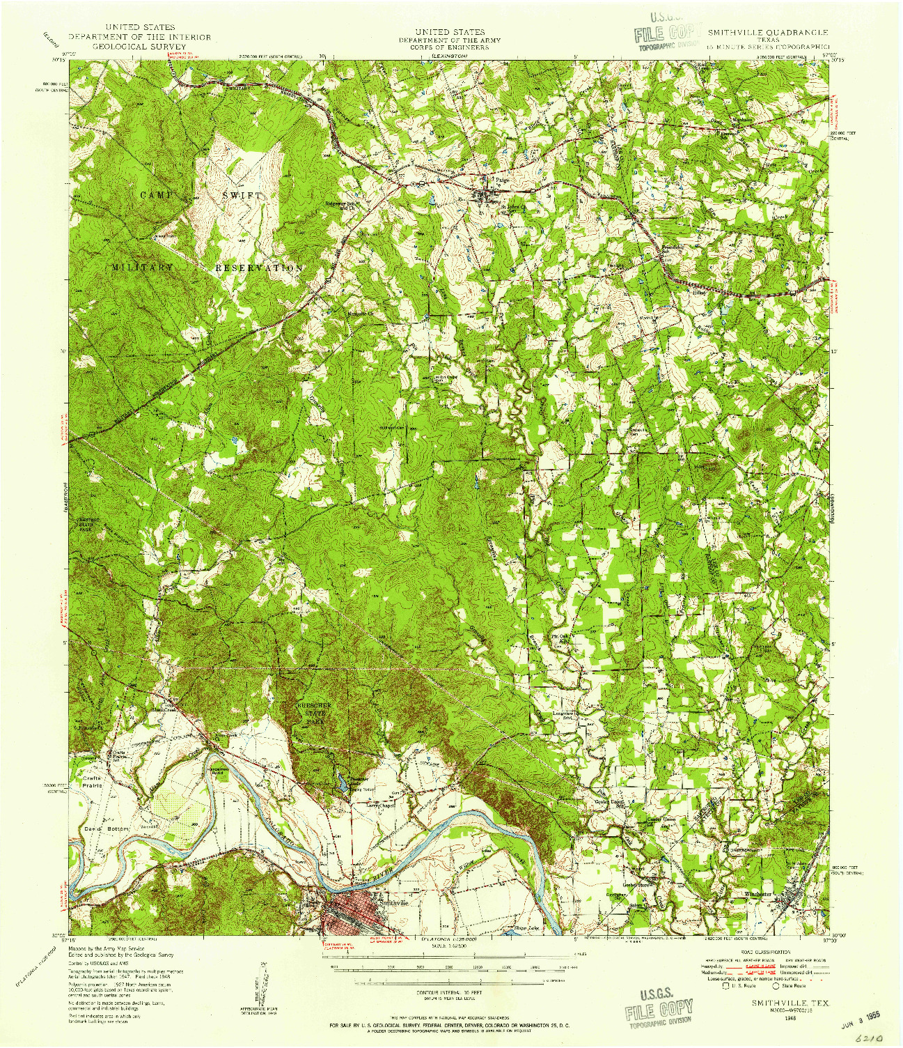 USGS 1:62500-SCALE QUADRANGLE FOR SMITHVILLE, TX 1948