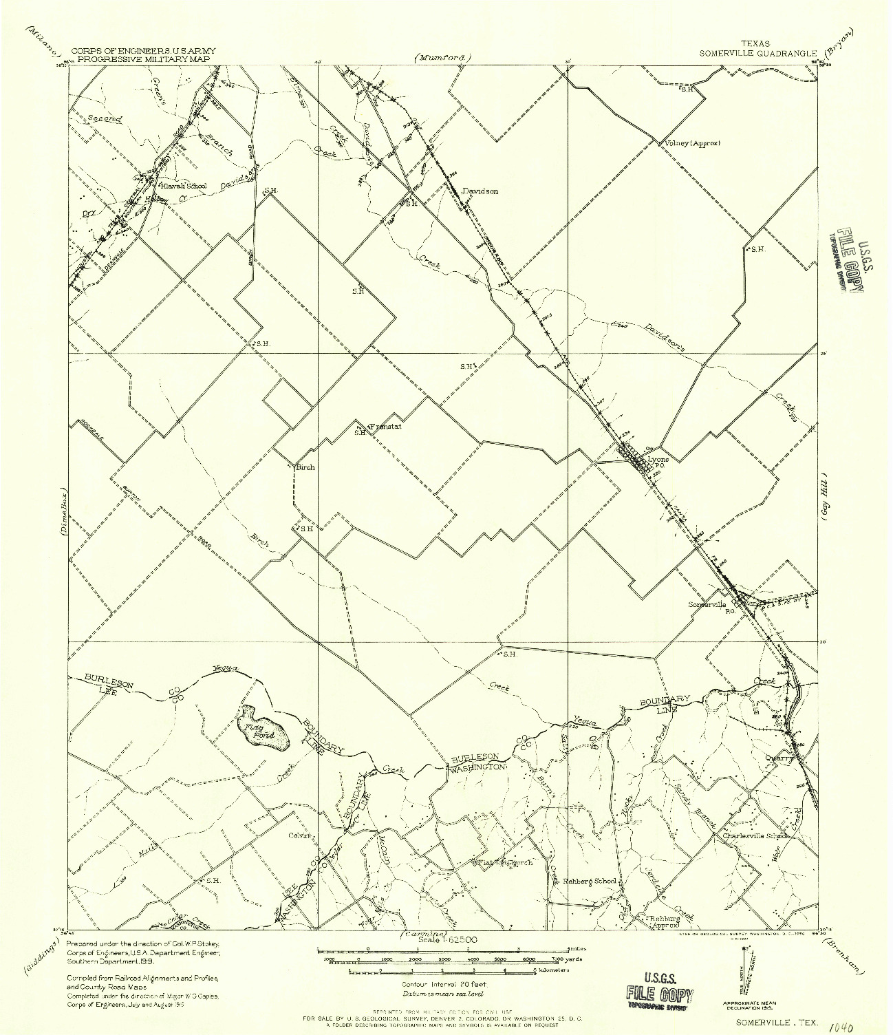 USGS 1:62500-SCALE QUADRANGLE FOR SOMERVILLE, TX 1956