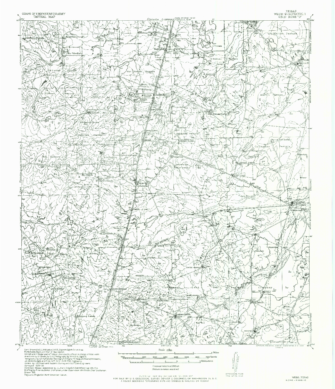 USGS 1:62500-SCALE QUADRANGLE FOR WEBB, TX 1956