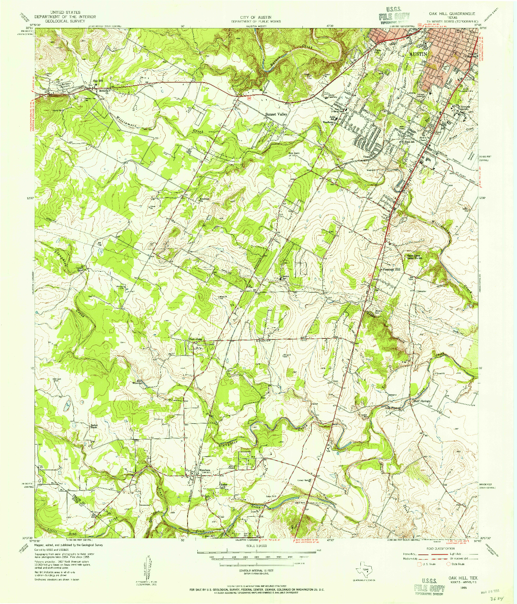 USGS 1:24000-SCALE QUADRANGLE FOR OAK HILL, TX 1955