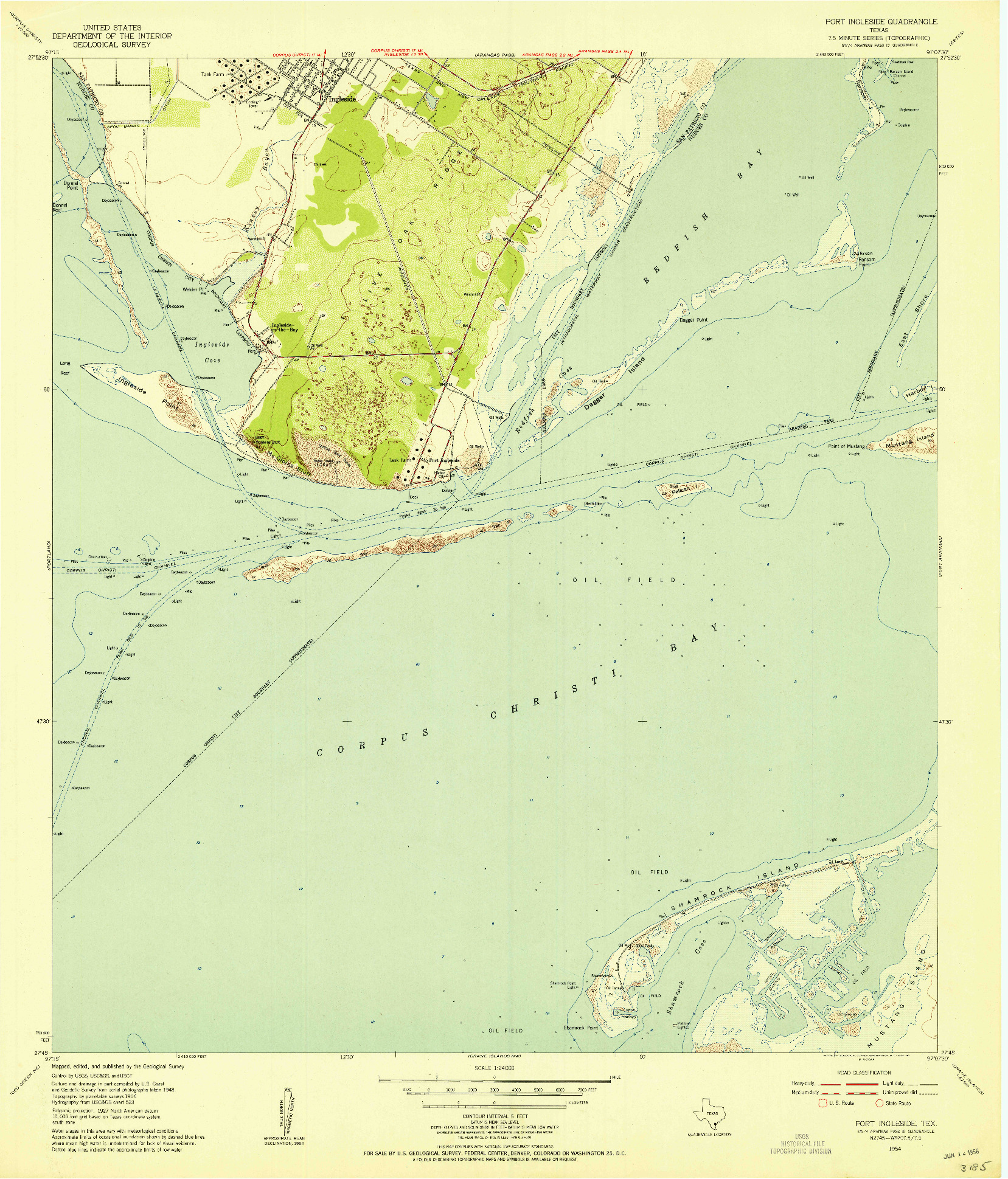 USGS 1:24000-SCALE QUADRANGLE FOR PORT INGLESIDE, TX 1954