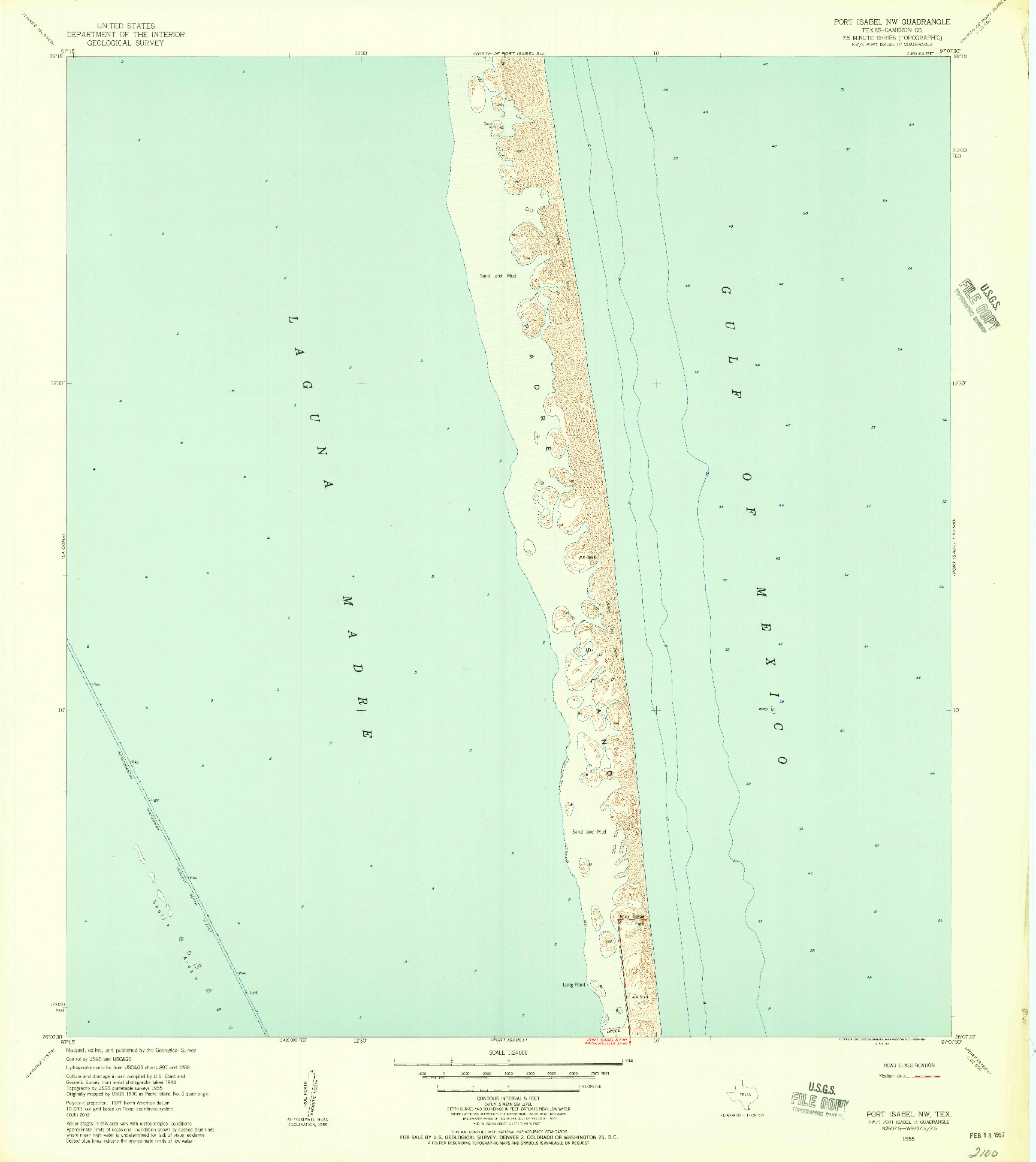 USGS 1:24000-SCALE QUADRANGLE FOR PORT ISABEL NW, TX 1955
