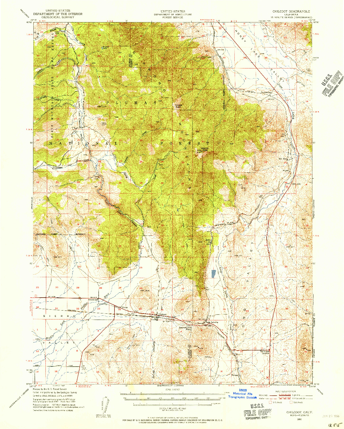 USGS 1:62500-SCALE QUADRANGLE FOR CHILCOOT, CA 1950