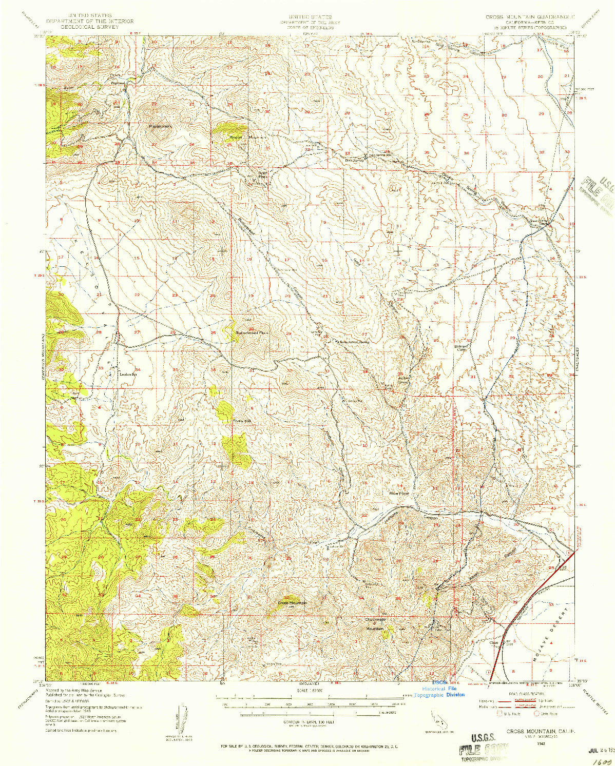 USGS 1:62500-SCALE QUADRANGLE FOR CROSS MOUNTAIN, CA 1943