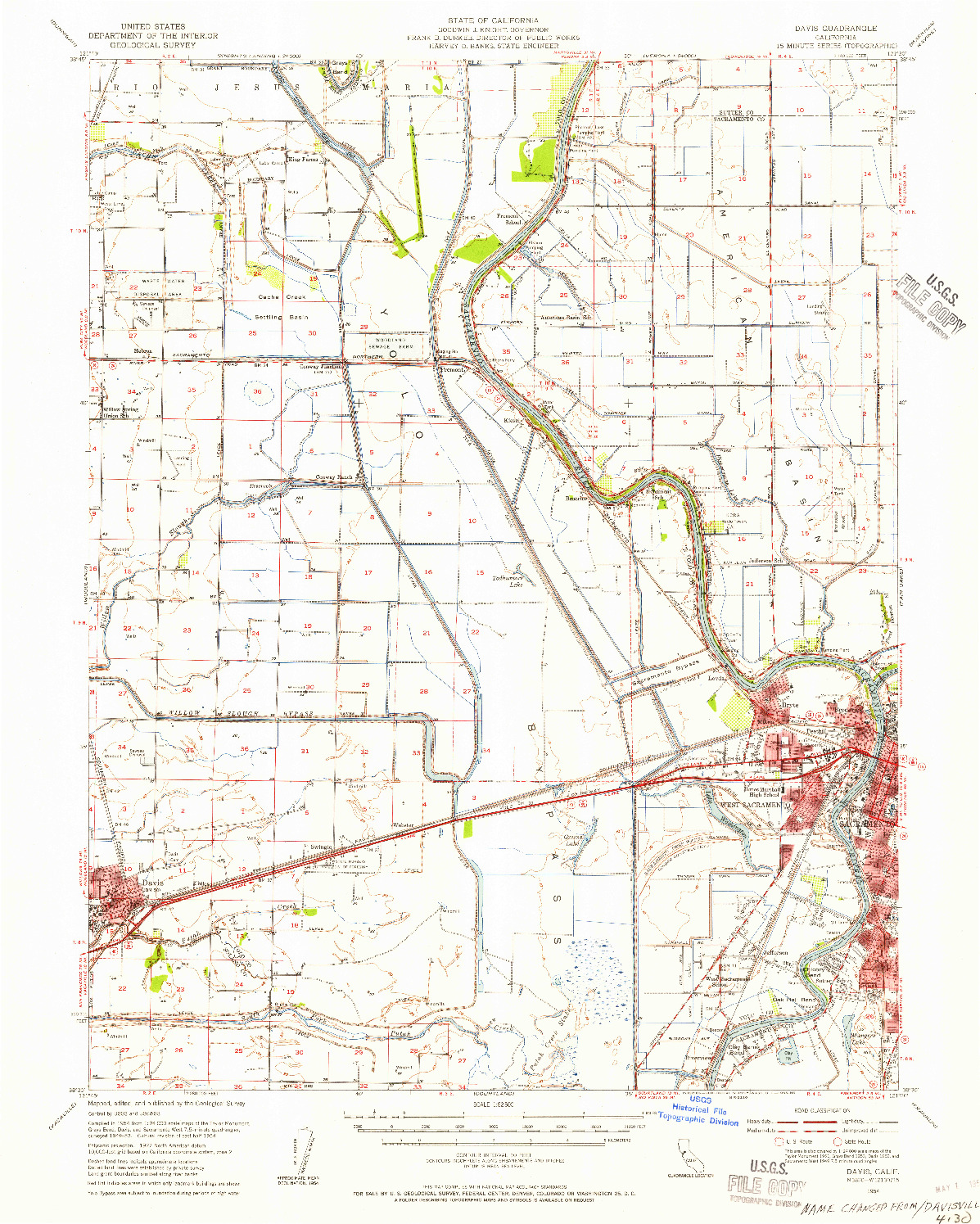 USGS 1:62500-SCALE QUADRANGLE FOR DAVIS, CA 1954