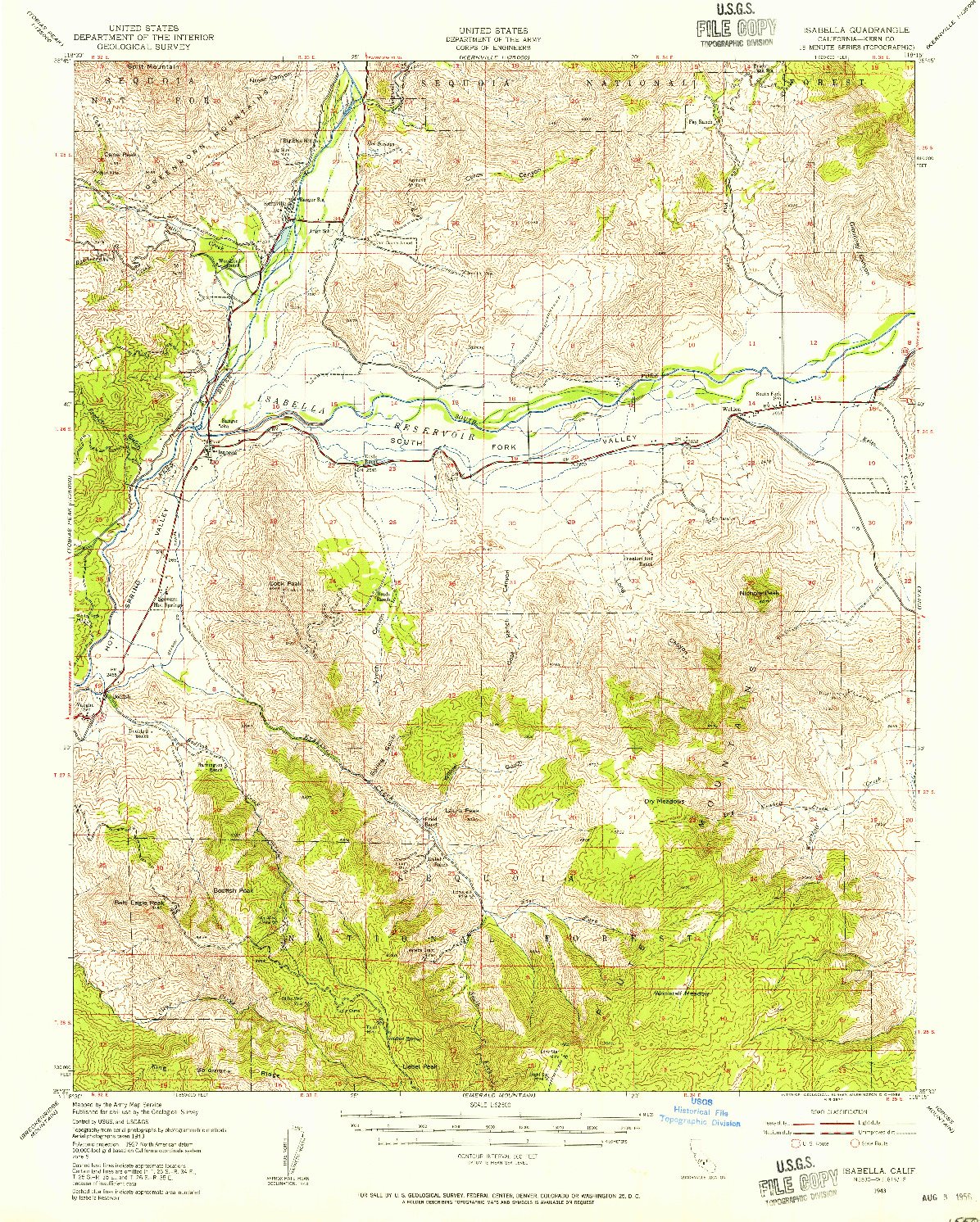 USGS 1:62500-SCALE QUADRANGLE FOR ISABELLA, CA 1943