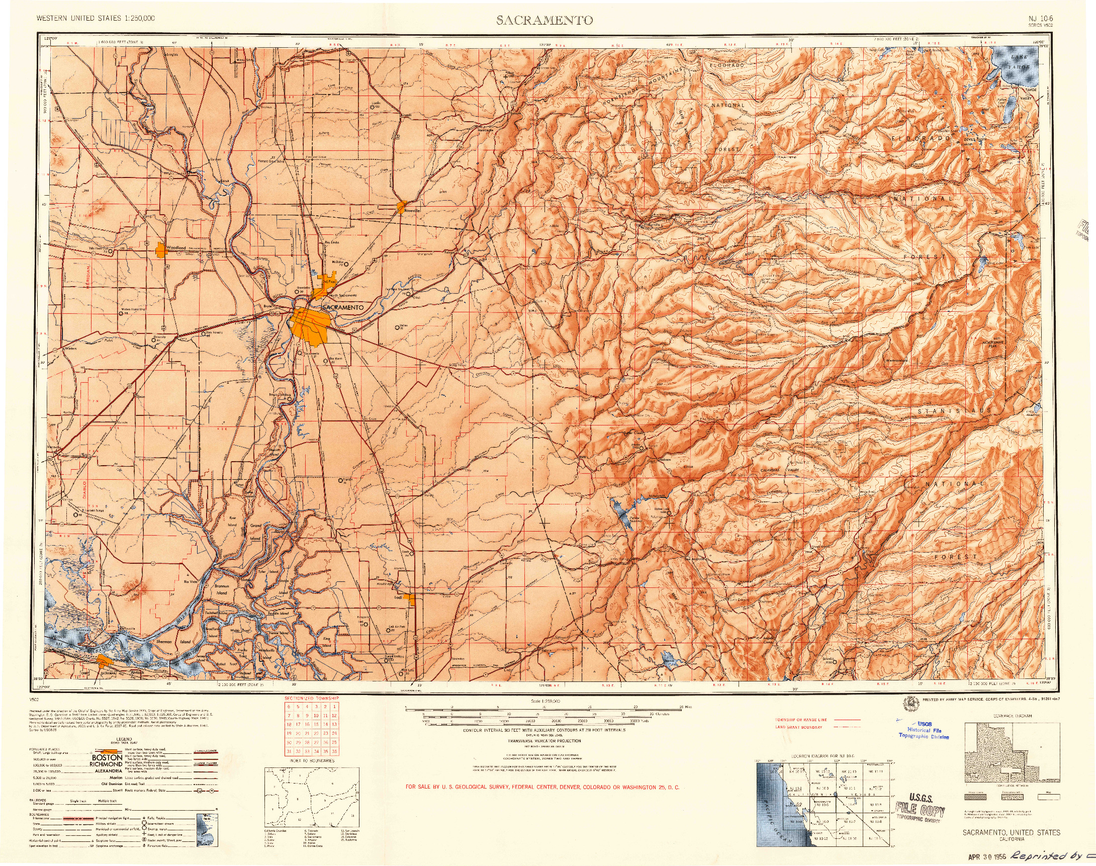 USGS 1:250000-SCALE QUADRANGLE FOR SACRAMENTO, CA 1956