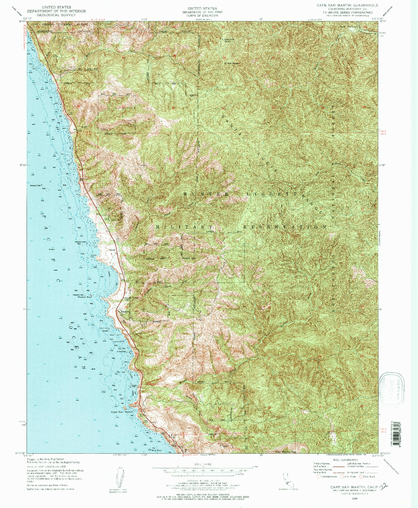 USGS 1:24000-SCALE QUADRANGLE FOR CAPE SAN MARTIN, CA 1949