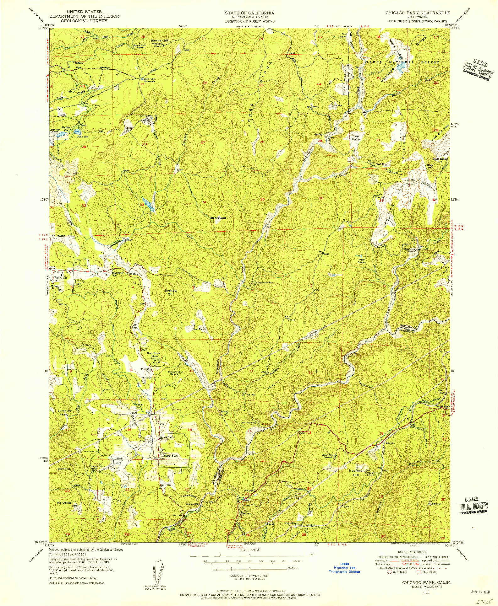 USGS 1:24000-SCALE QUADRANGLE FOR CHICAGO PARK, CA 1949