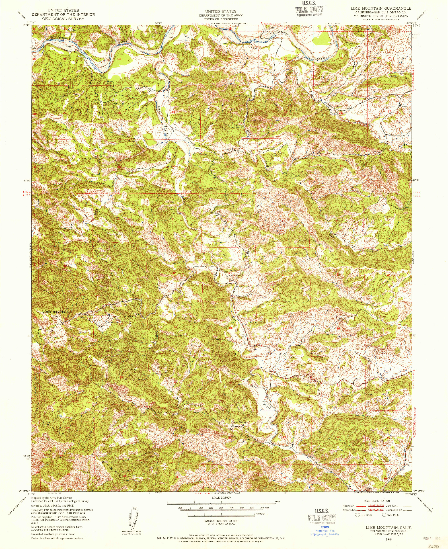 USGS 1:24000-SCALE QUADRANGLE FOR LIME MOUNTAIN, CA 1948