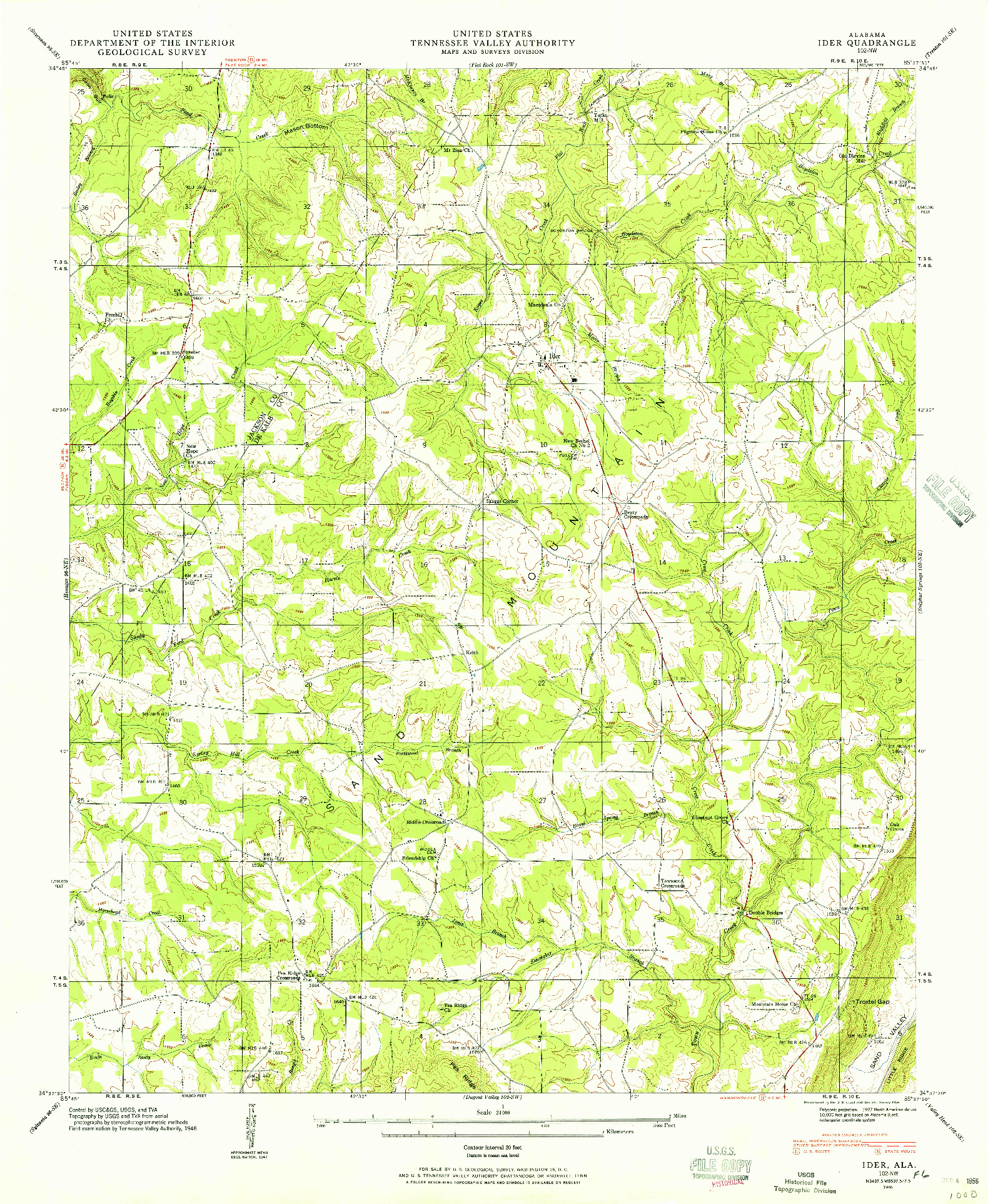 USGS 1:24000-SCALE QUADRANGLE FOR IDER, AL 1946