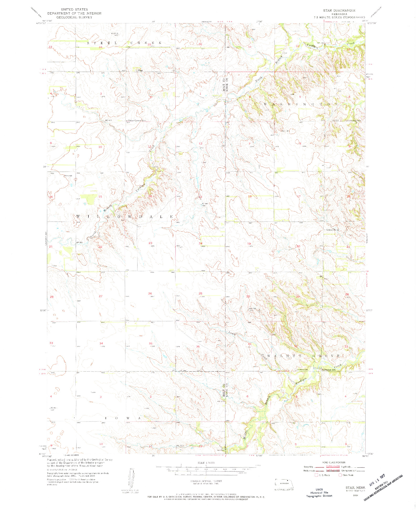 USGS 1:24000-SCALE QUADRANGLE FOR STAR, NE 1954